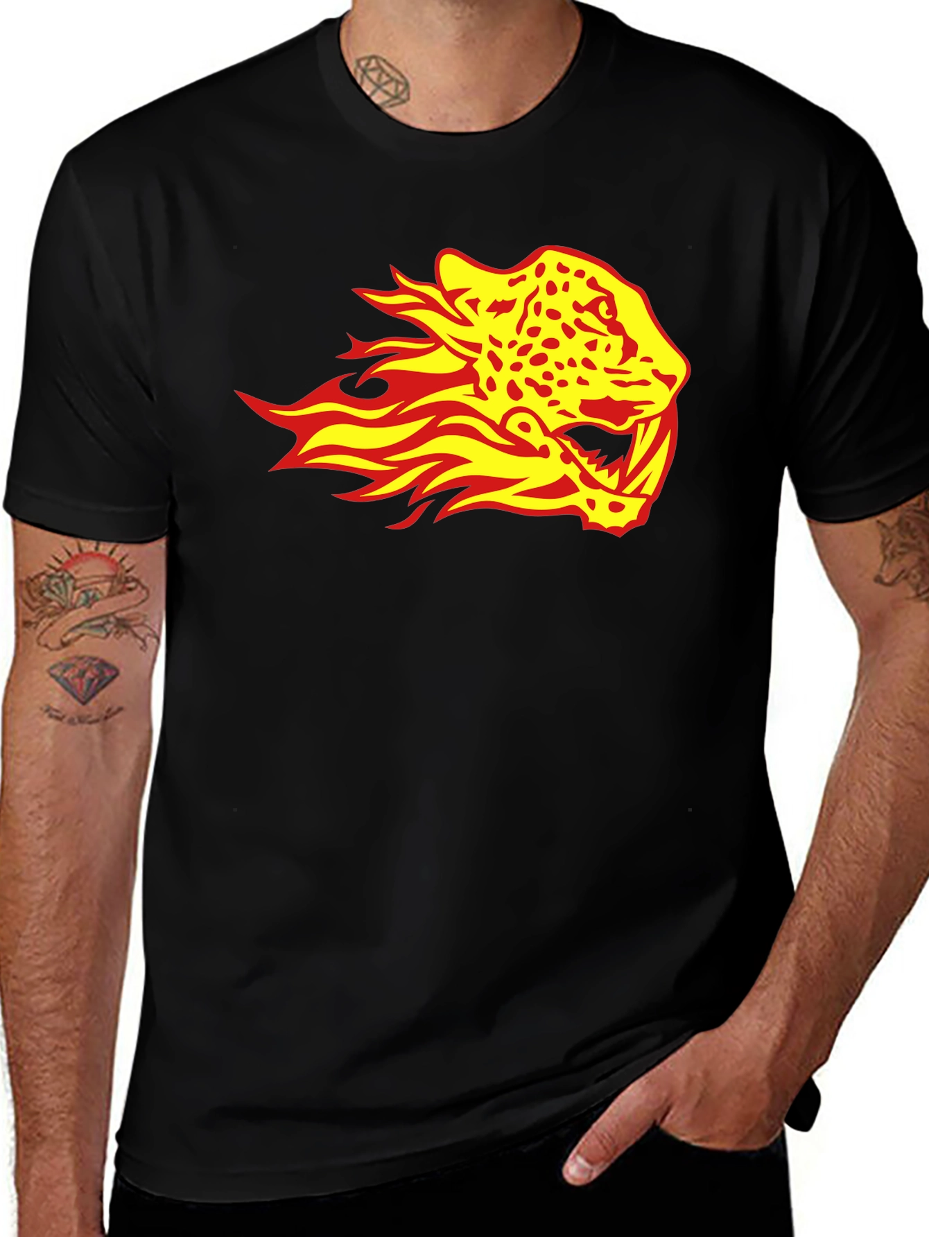 Variant 8 of Fiery Jaguar Graphic Tee - Black