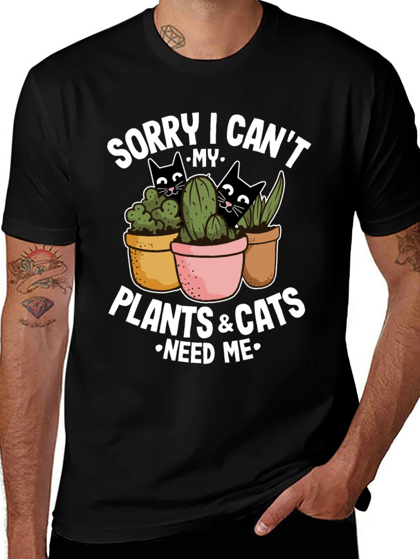 Variant 28 of Plant & Cat Lover T-Shirt: Sorry I Can't