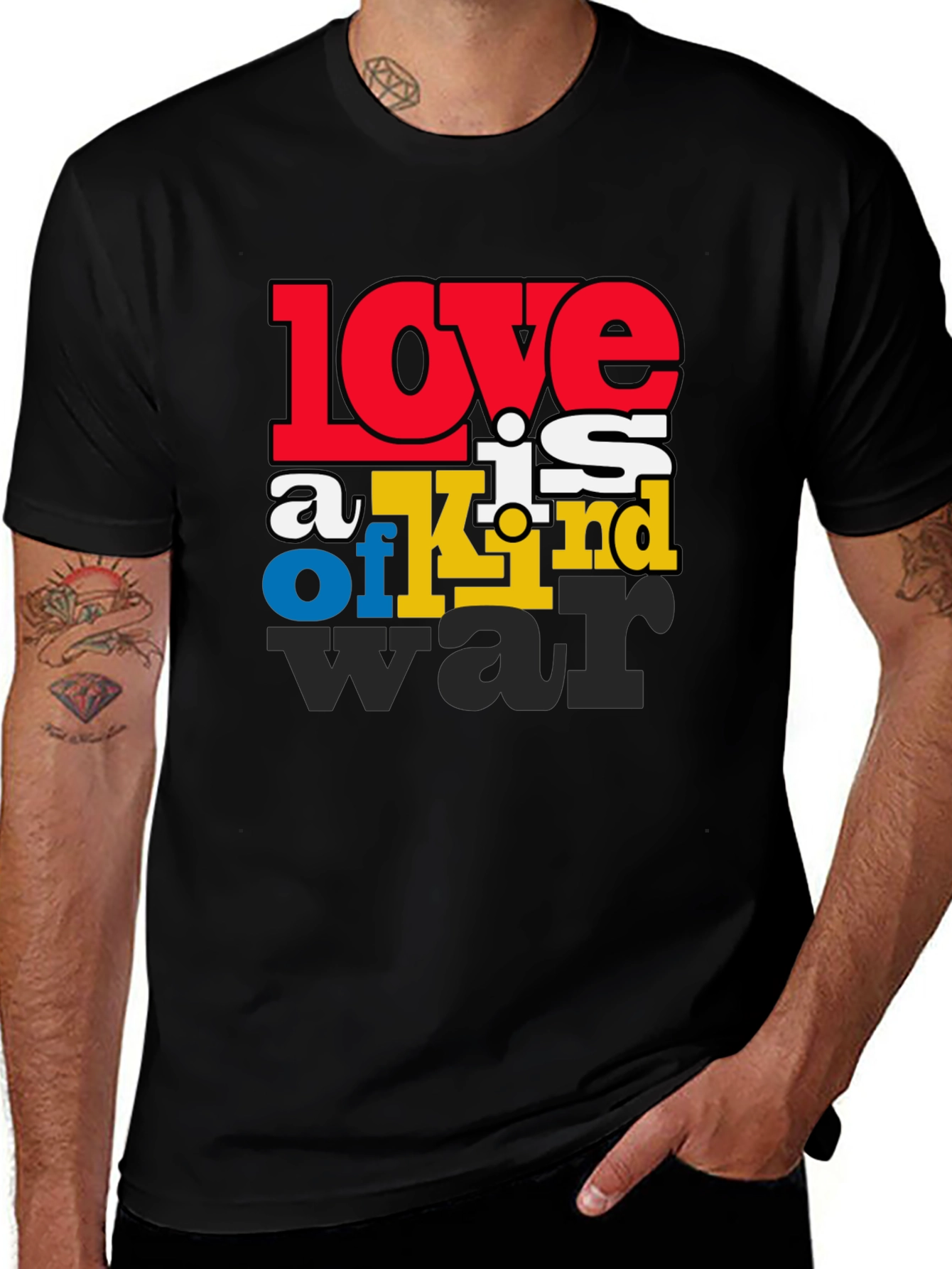 Variant 2 of Love is a Kind of War Graphic Tee - Black