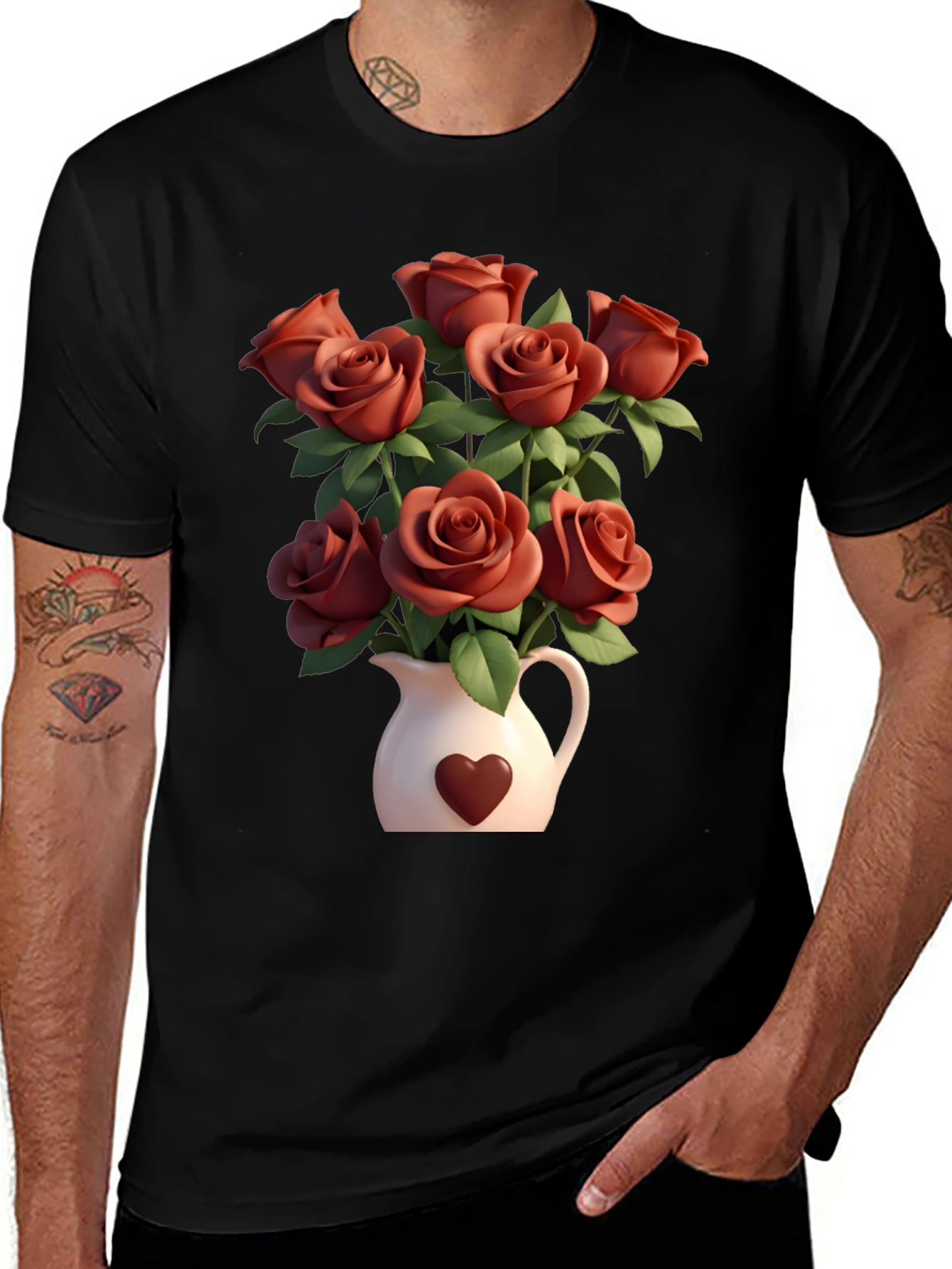 Variant 16 of Floral Heart Vase T-Shirt