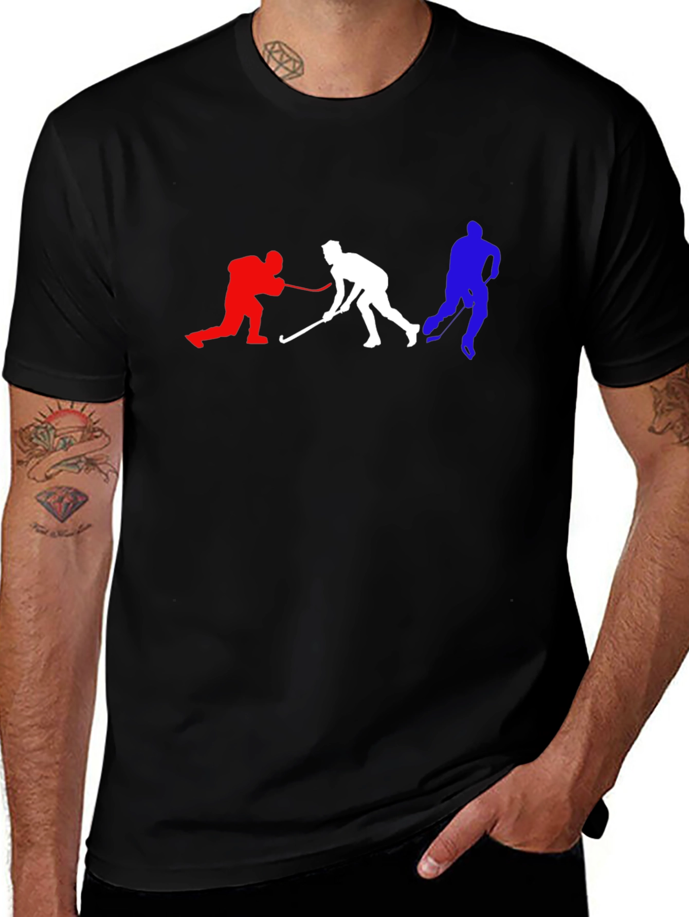 Variant 11 of Hockey Players Graphic Tee - Black