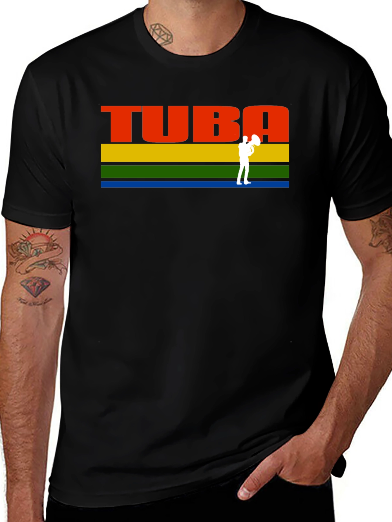 Tuba Player Black T-Shirt - Musical Instrument Graphic Tee
