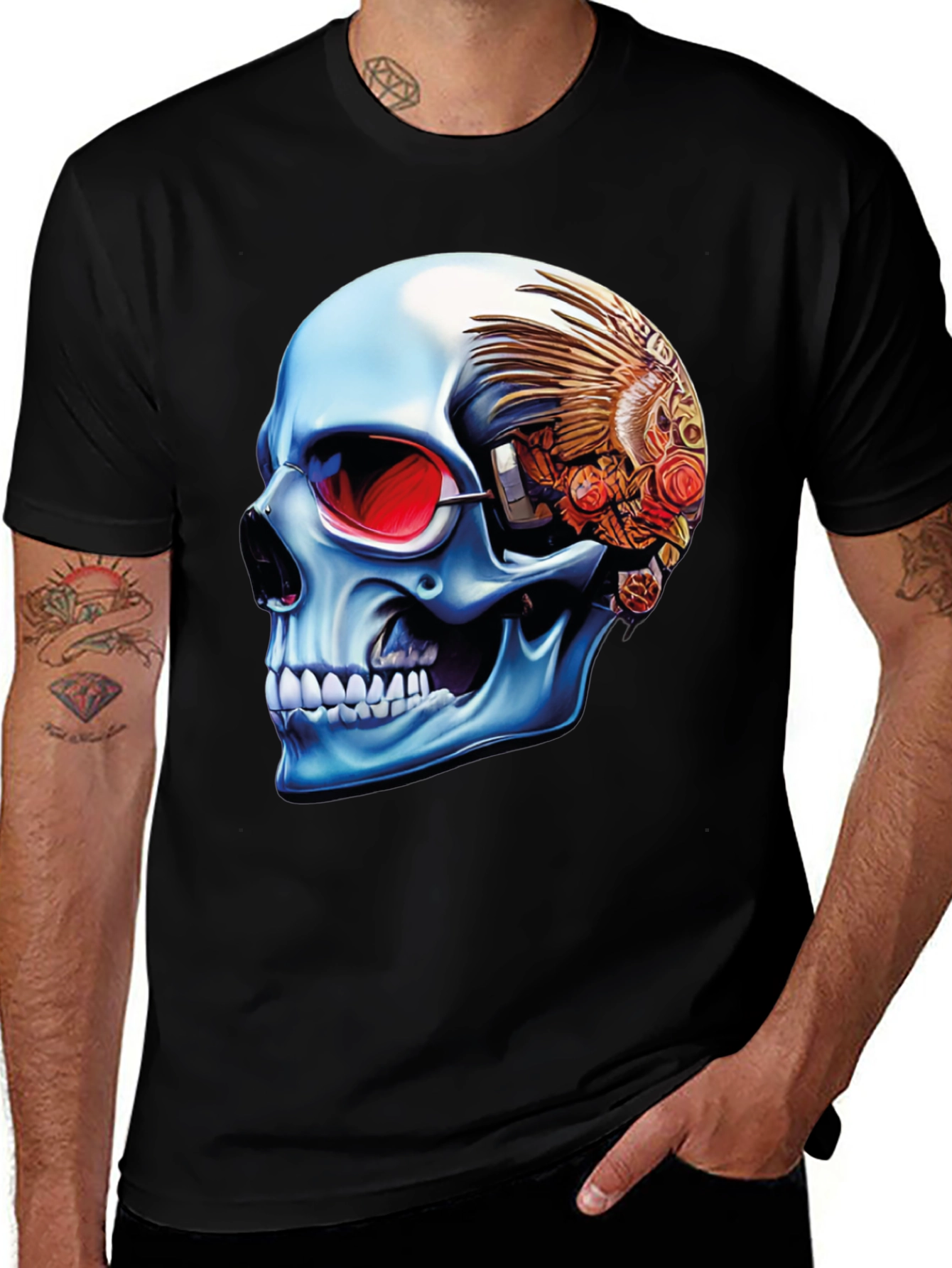 Variant 19 of Steampunk Skull Graphic Tee - Unique Men's T-Shirt