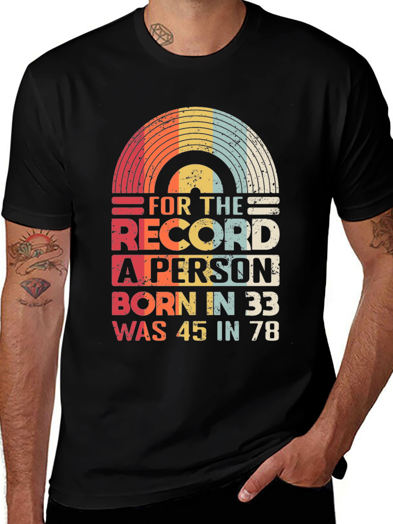 Variant 18 of Retro Record Player T-Shirt - Born in '33, 45 in '78