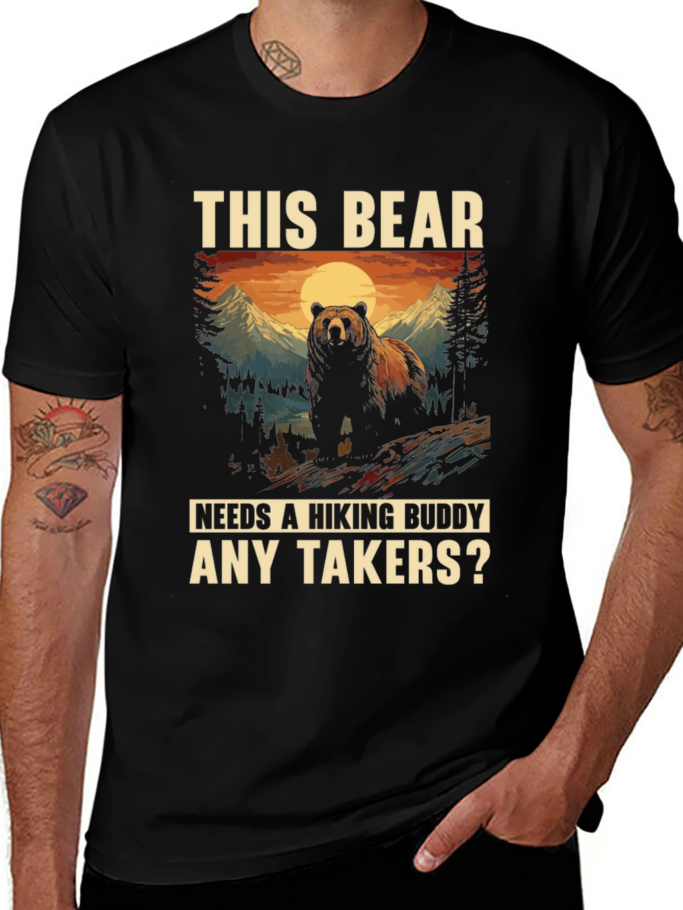 Variant 29 of Hiking Bear Graphic Tee: Any Takers?