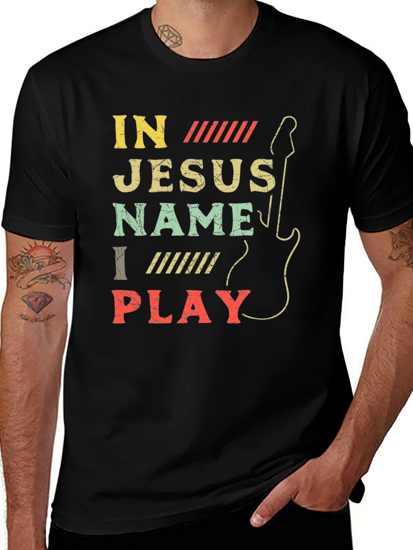 Variant 16 of In Jesus Name I Play Guitar T-Shirt