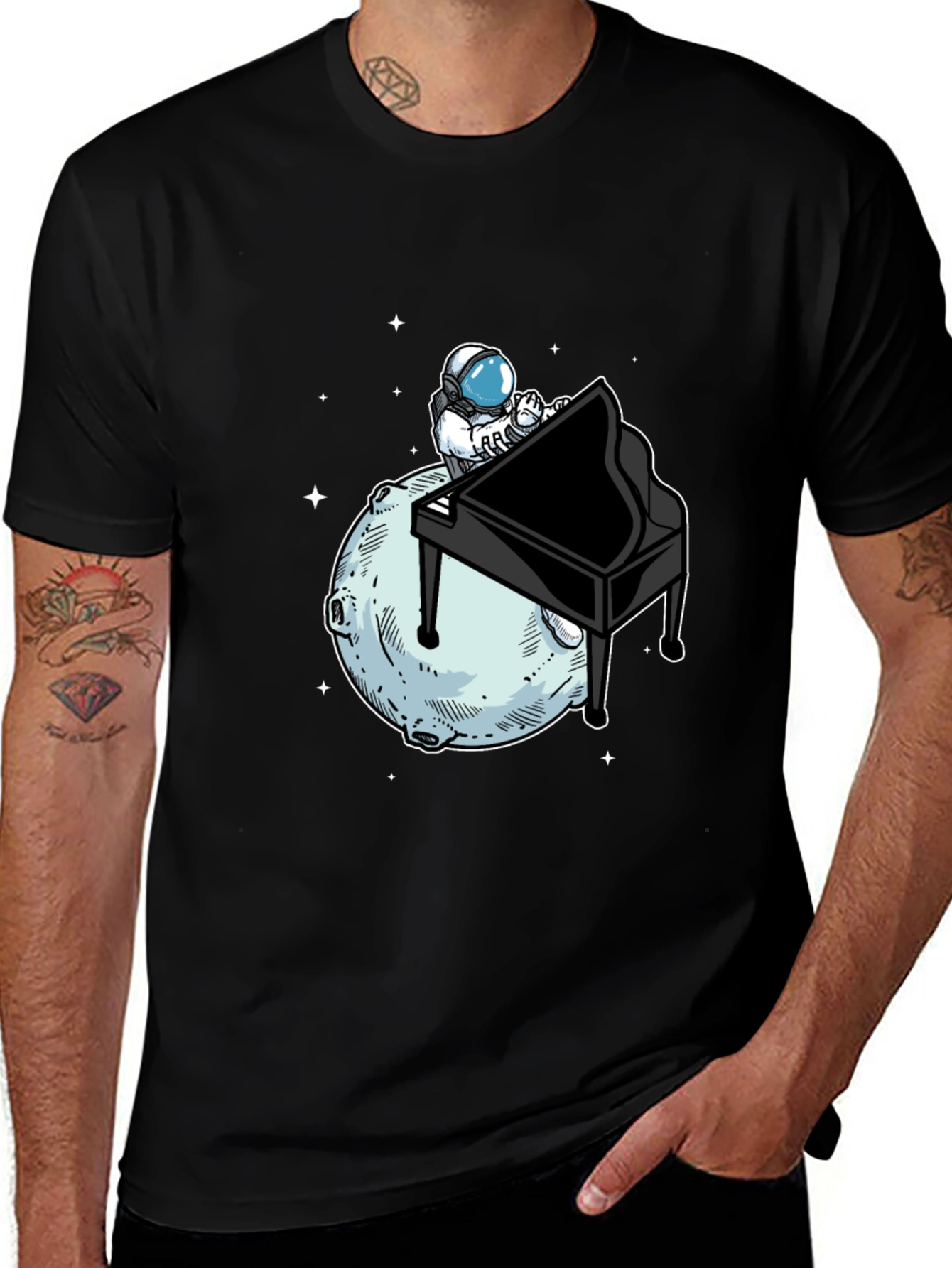 Variant 27 of Astronaut Piano Moon Graphic T-Shirt