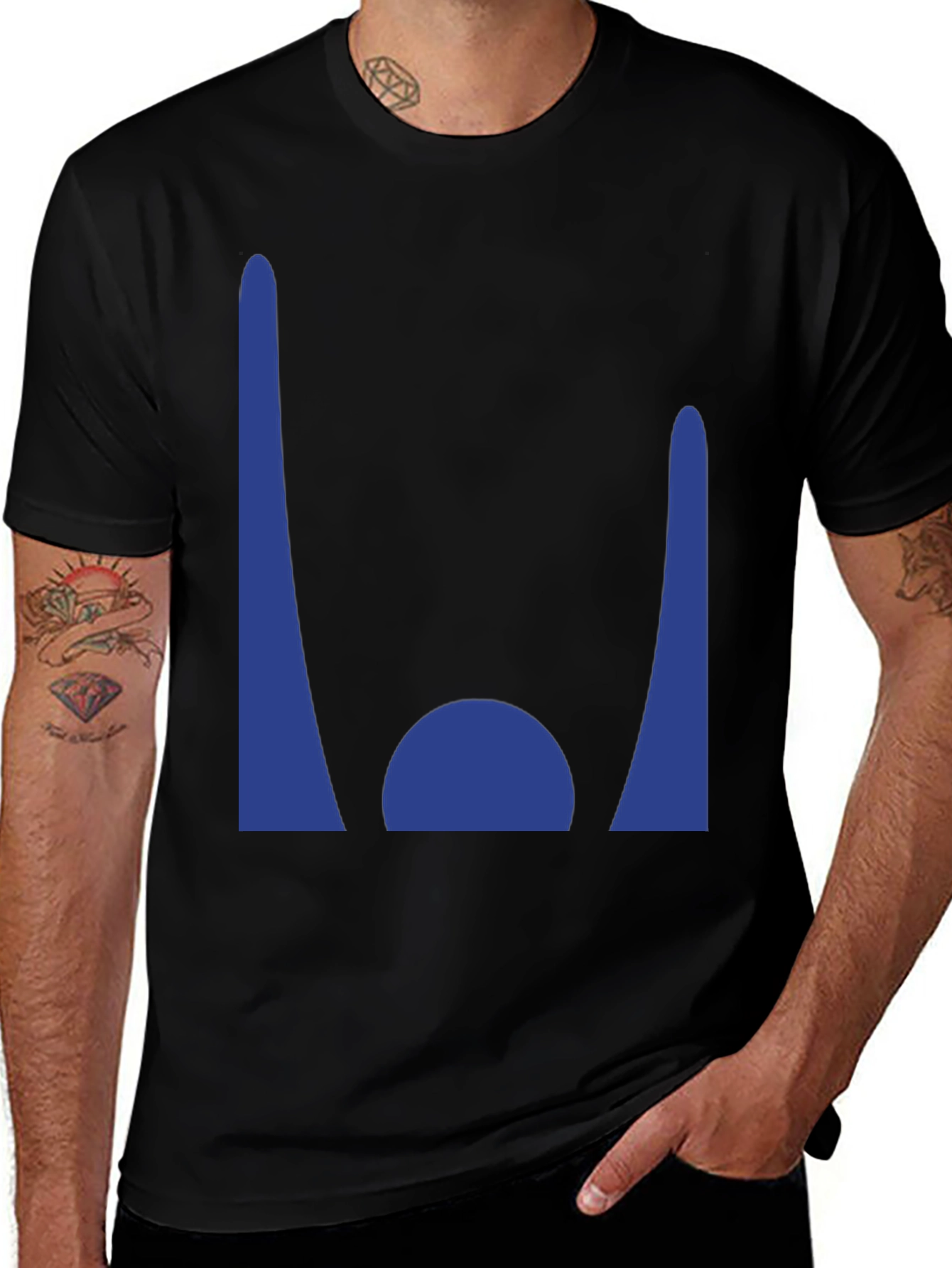 Variant 30 of Abstract Blue Graphic Print Black Tee