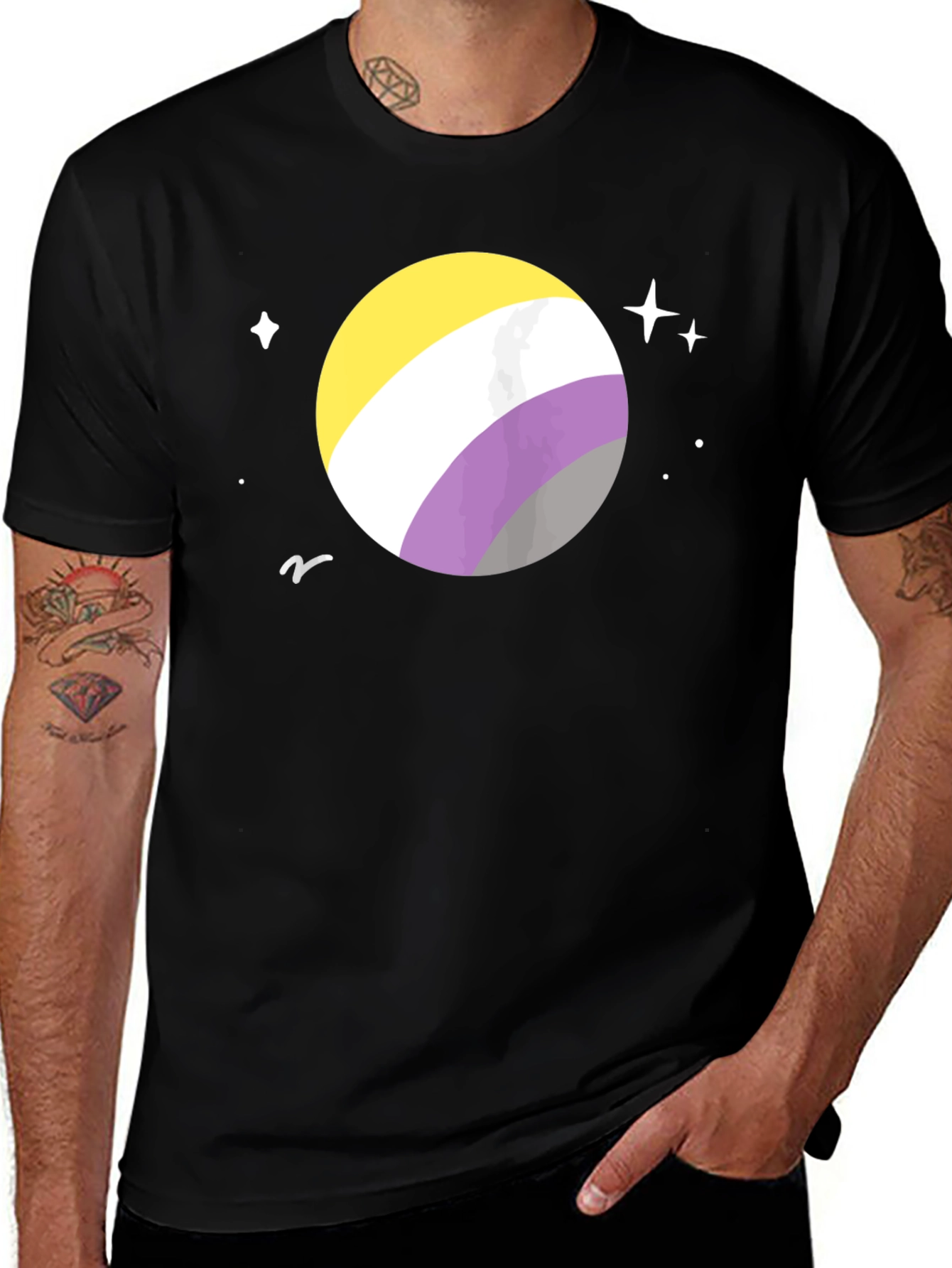 Variant 4 of Nonbinary Pride Planet T-Shirt
