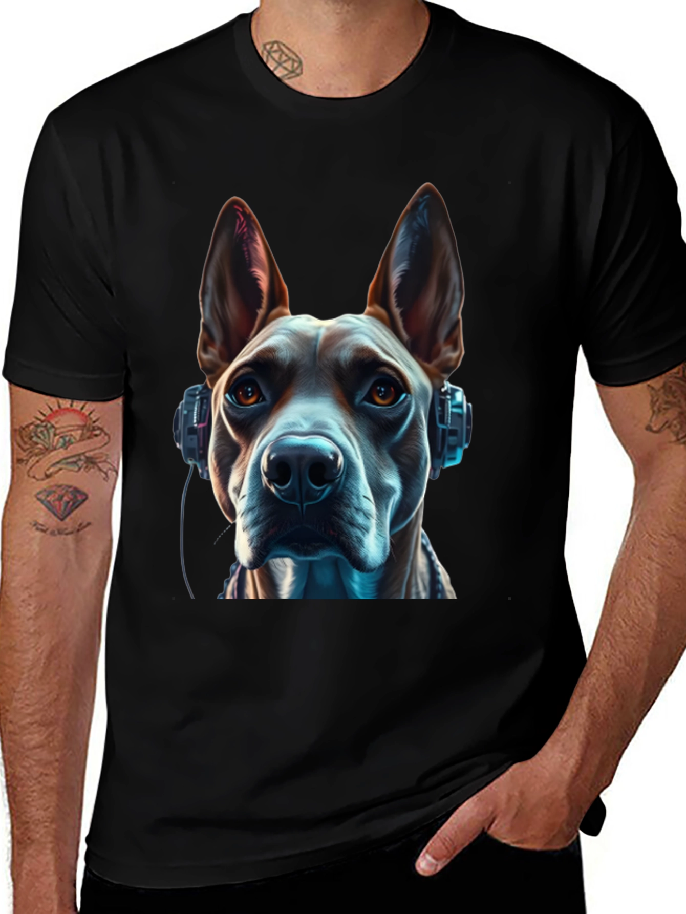 Variant 12 of Dog with Headphones Graphic Tee - Stylish & Unique