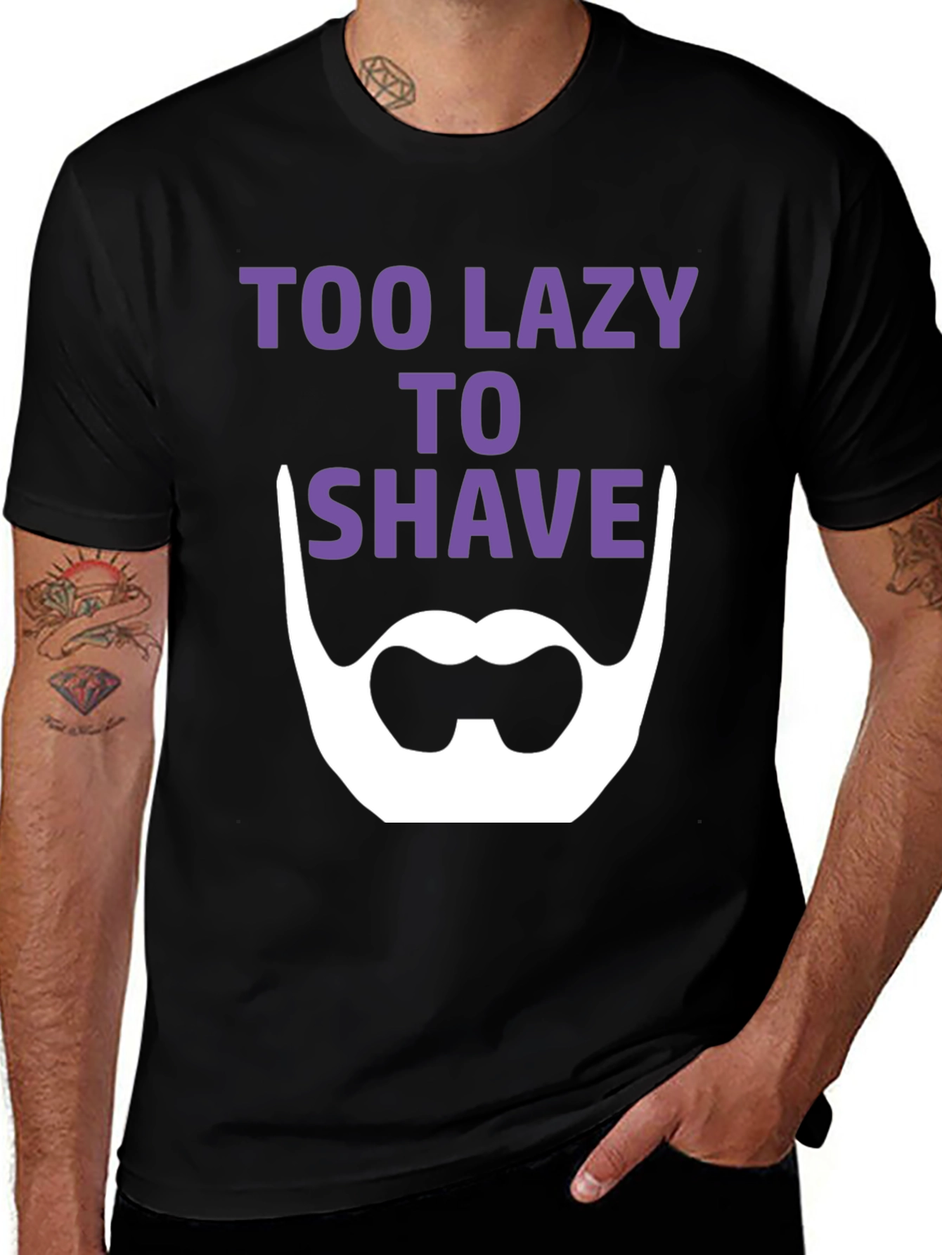 Variant 20 of Too Lazy to Shave Graphic Tee - Black