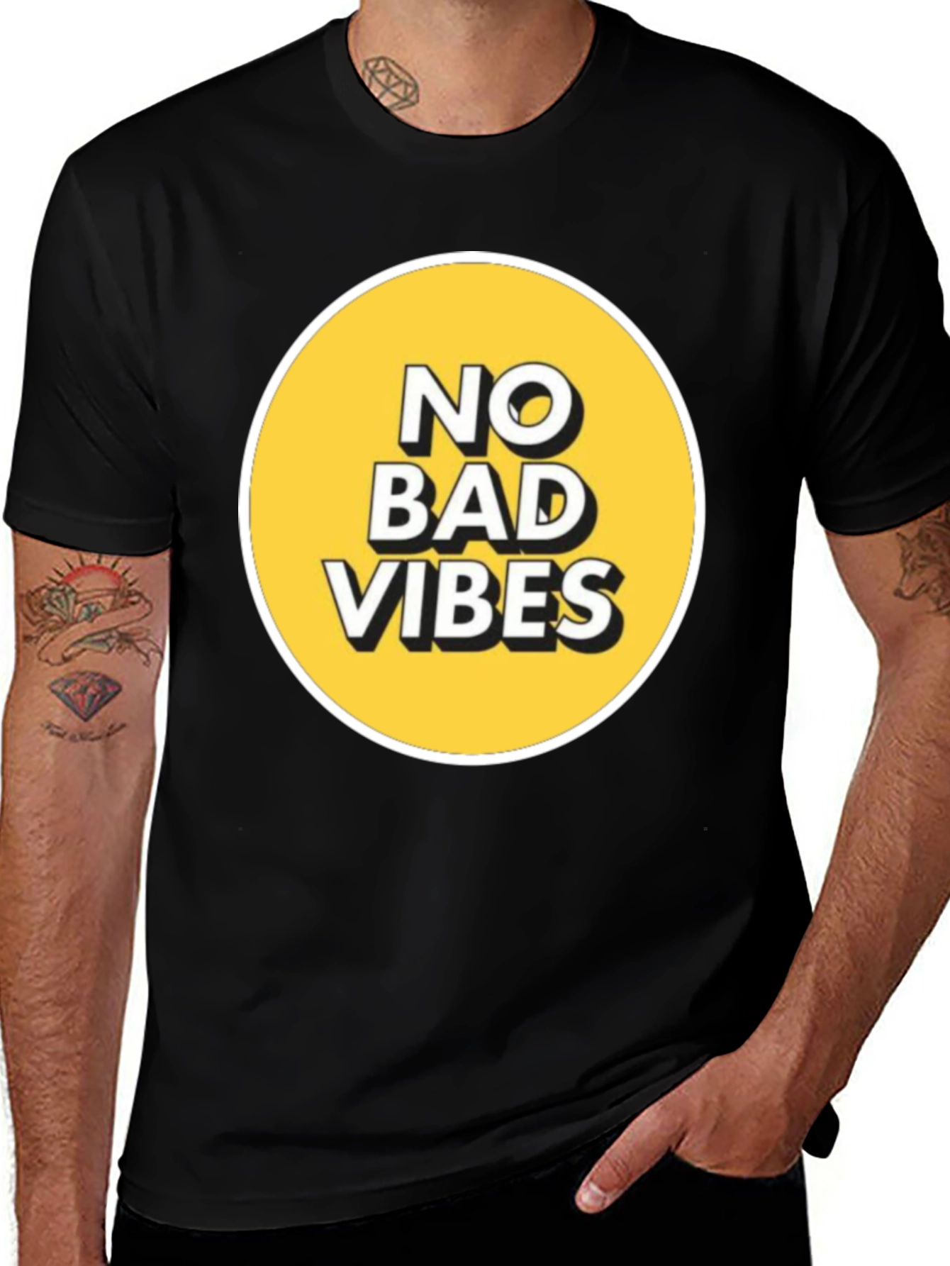 Variant 4 of No Bad Vibes Graphic Tee - Black