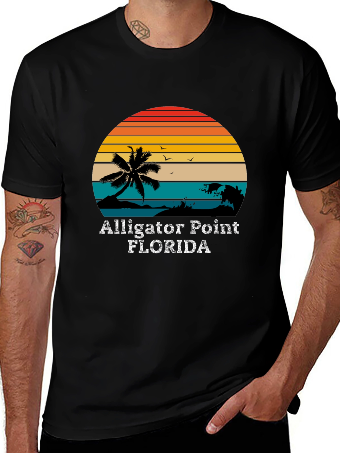 Alligator Point Florida Retro Sunset T-Shirt