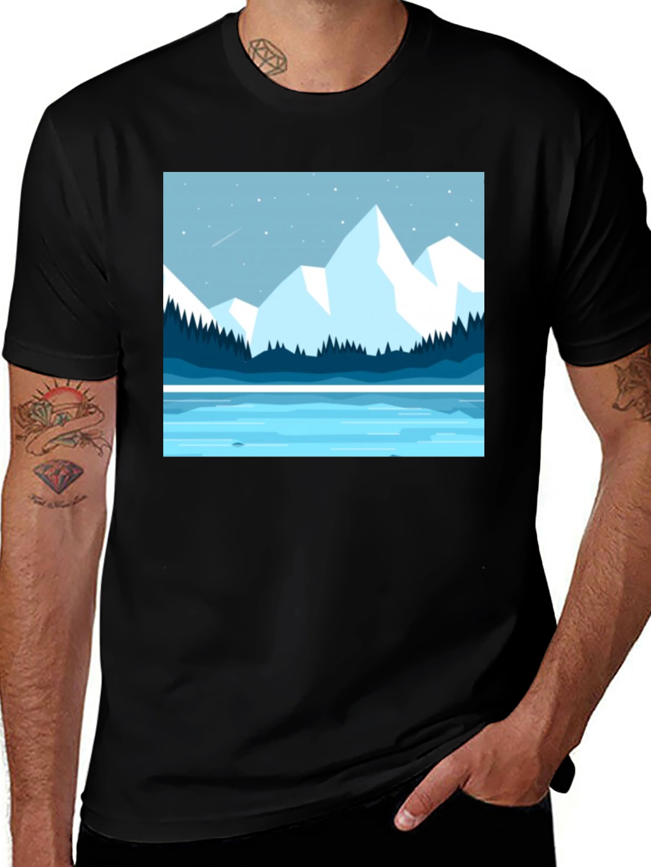 Variant 14 of Mountain Scene Graphic T-Shirt