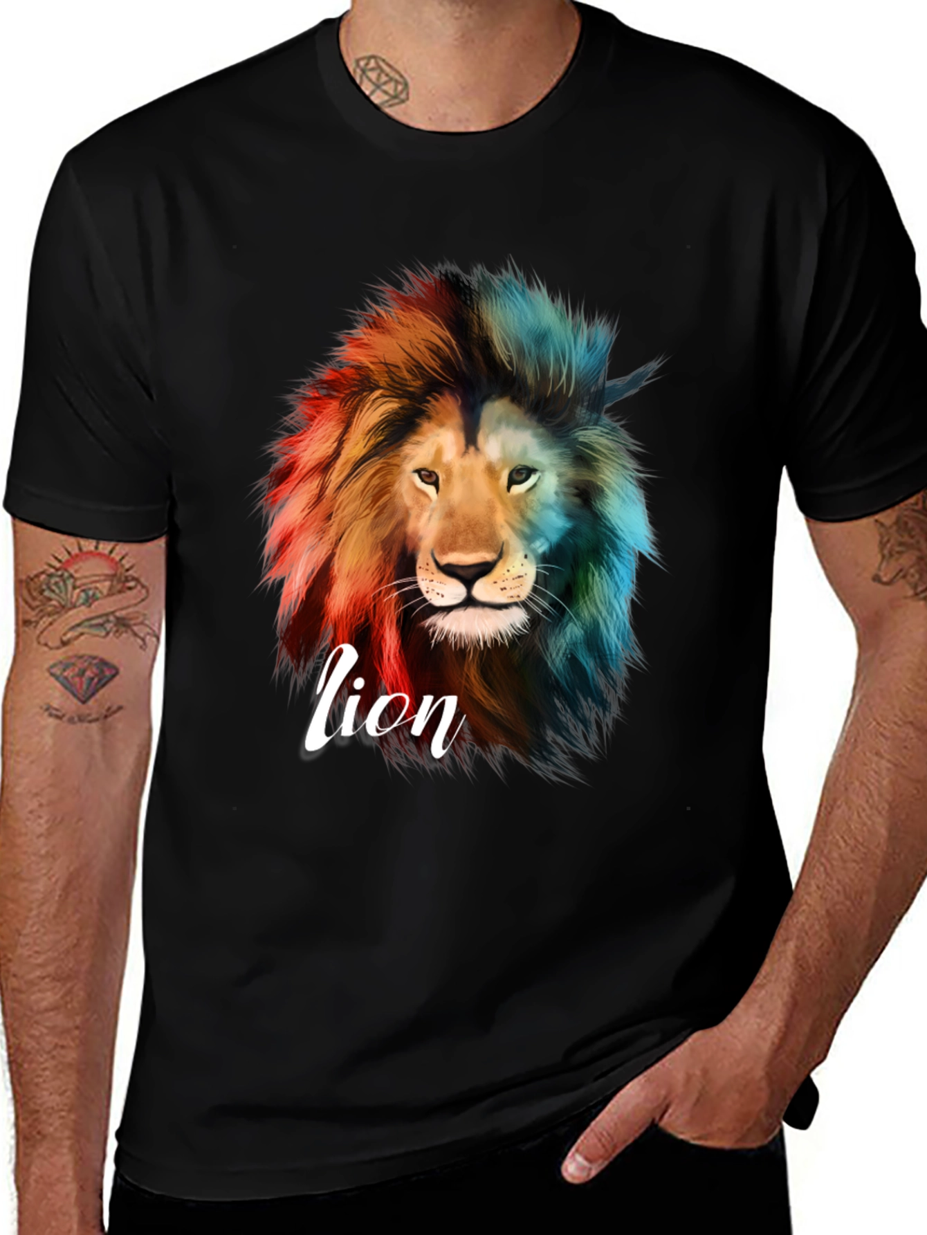 Variant 5 of Lion Graphic Print T-Shirt - Bold Statement Tee