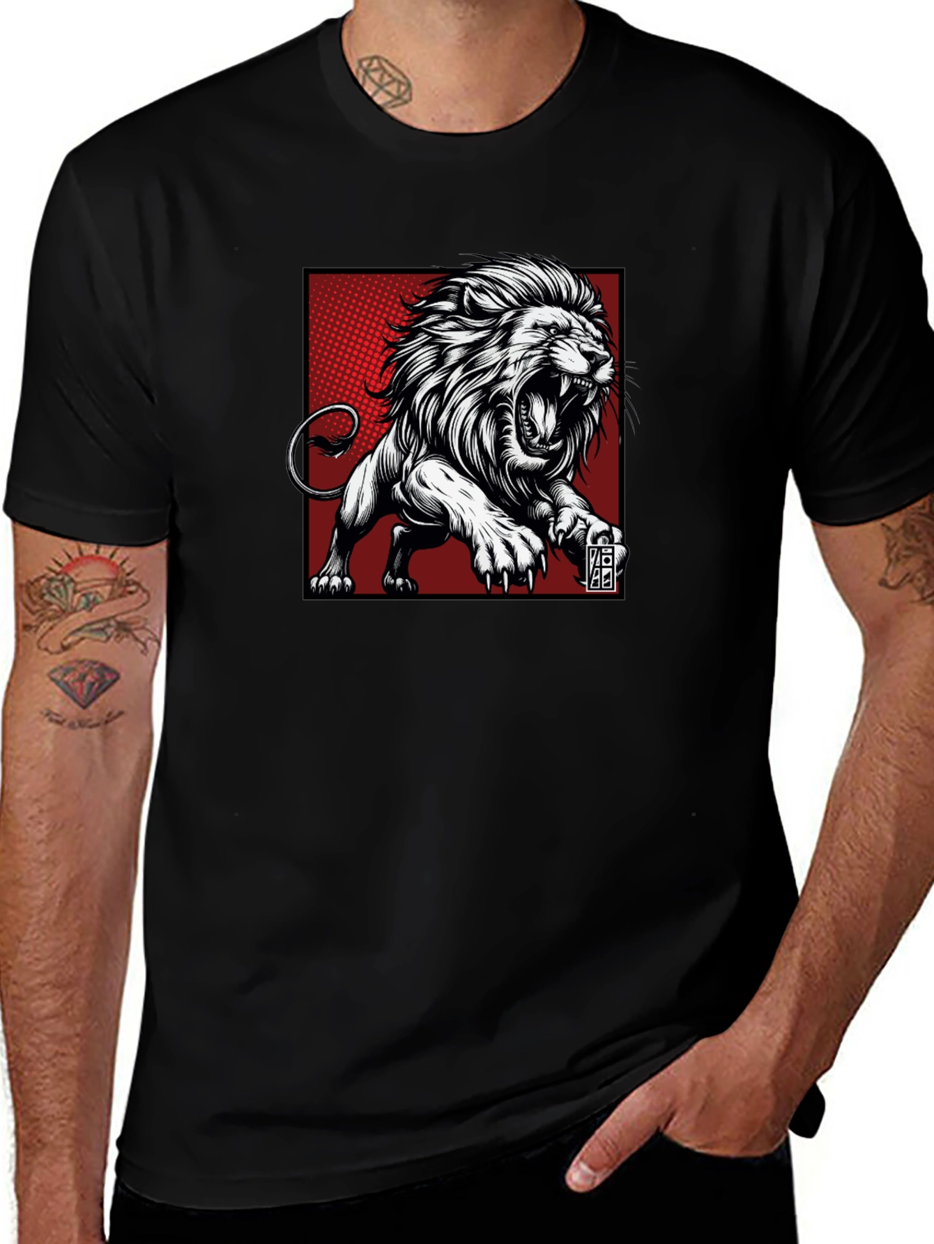 Variant 8 of Roaring Lion Graphic Tee - Black Cotton T-Shirt