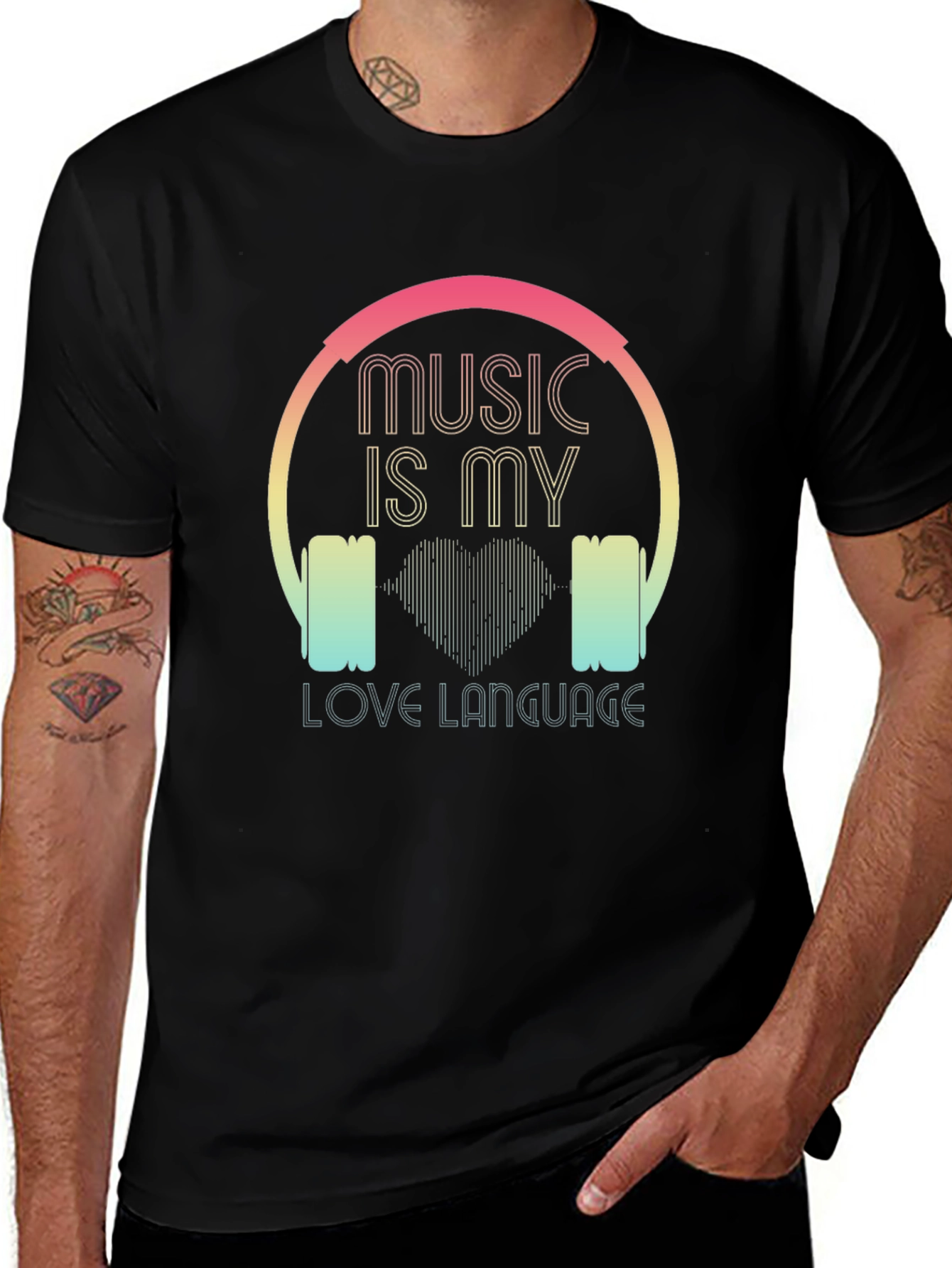 Music is My Love Language Black T-Shirt