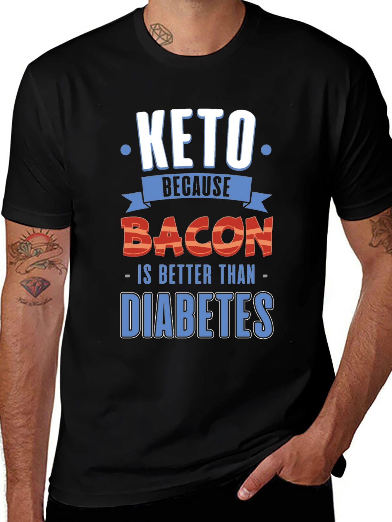 Variant 5 of Keto Because Bacon Funny Graphic Tee