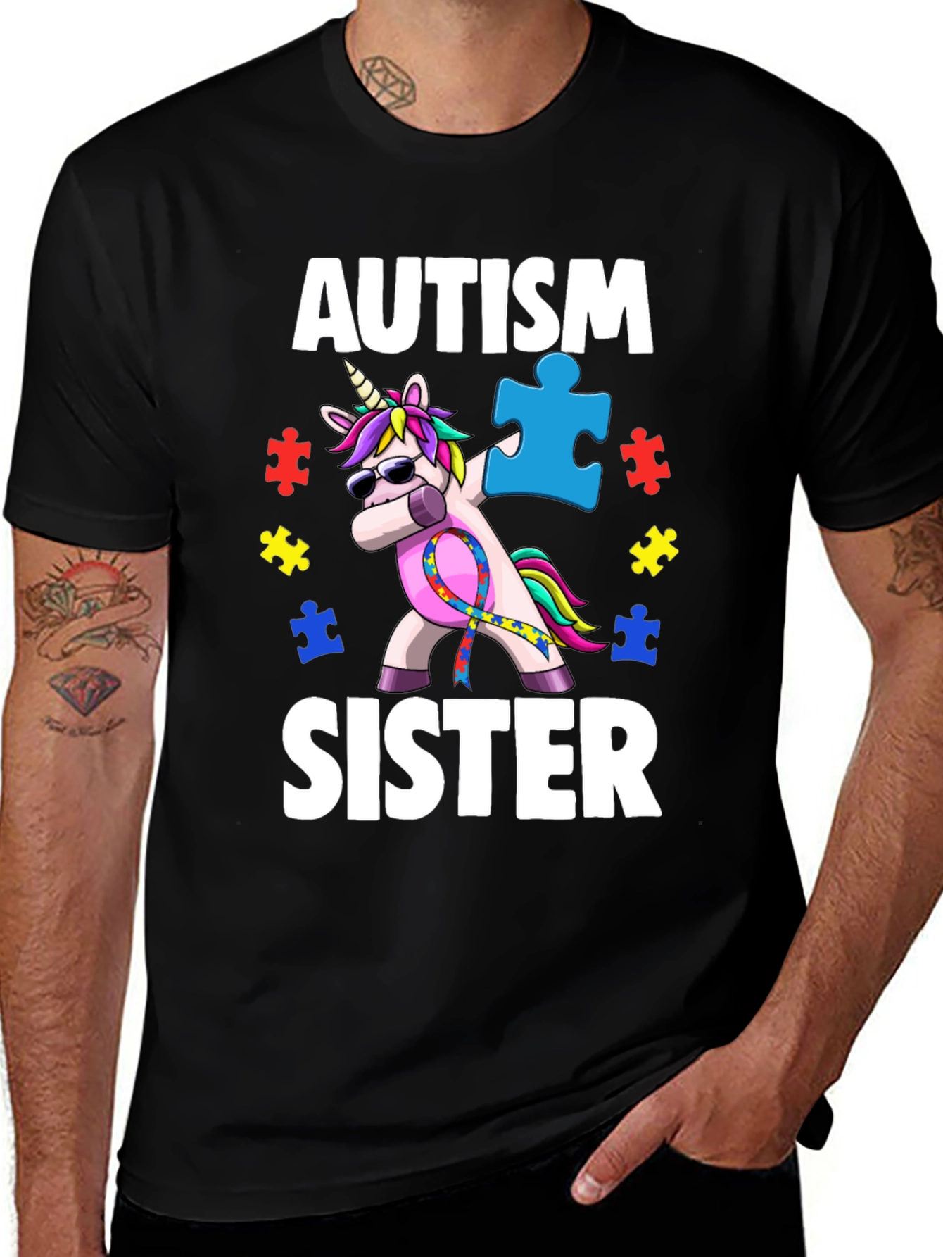 Variant 10 of Autism Sister Unicorn Dab T-Shirt