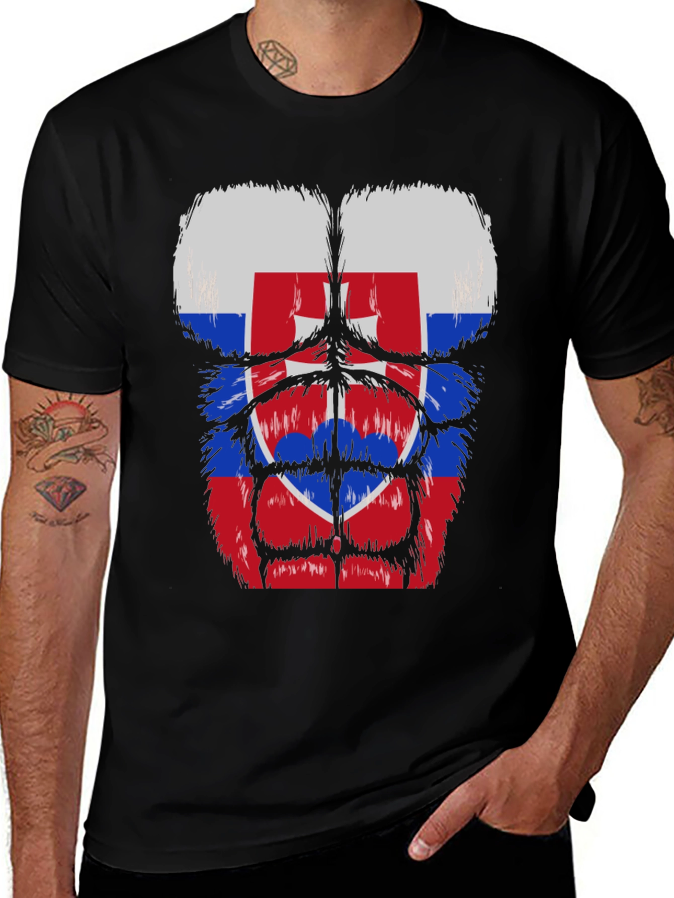 Variant 22 of Slovakia Flag Abs T-Shirt - Funny Gym Workout Tee
