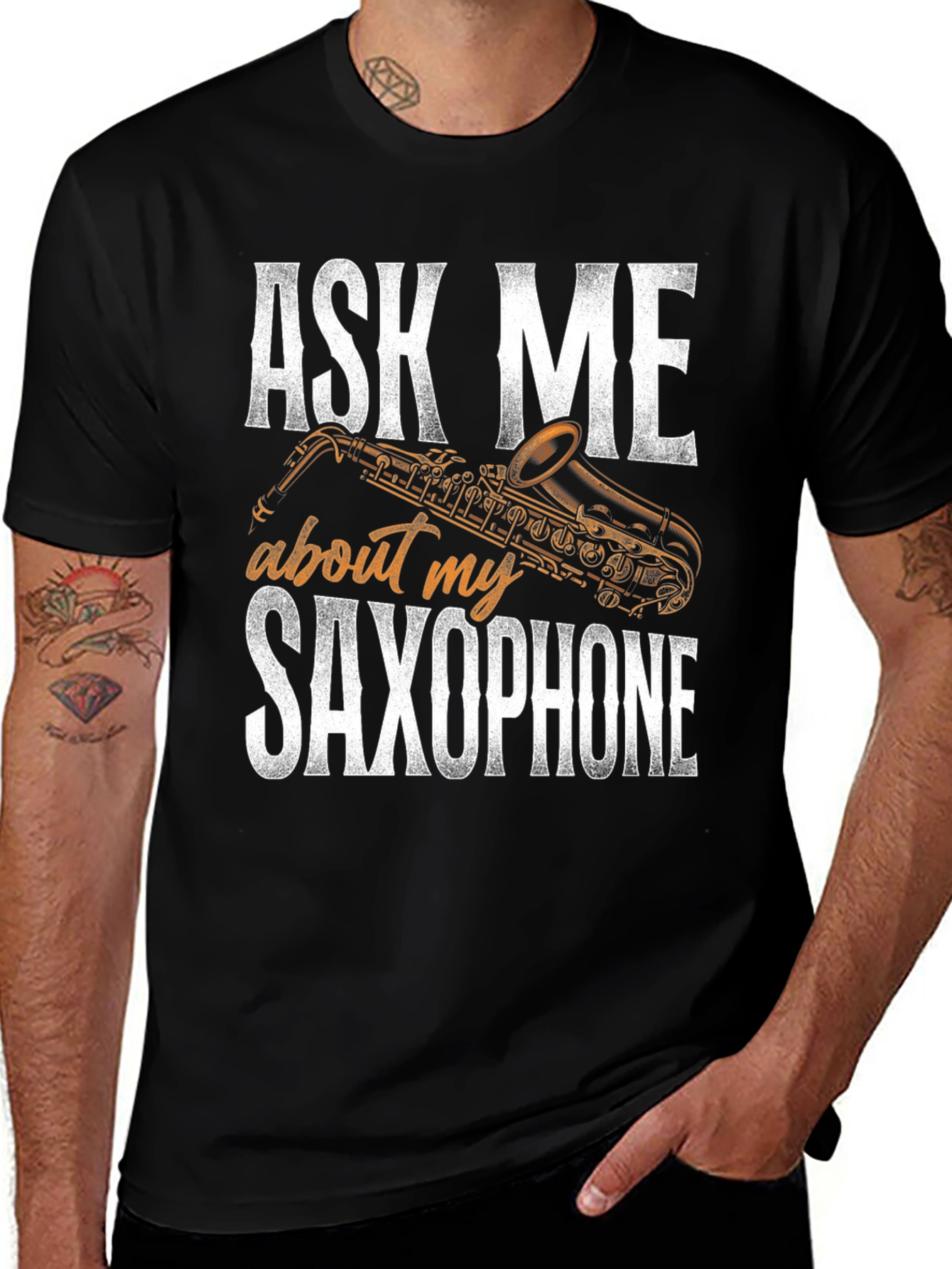 Variant 20 of Ask Me About My Saxophone Graphic T-Shirt