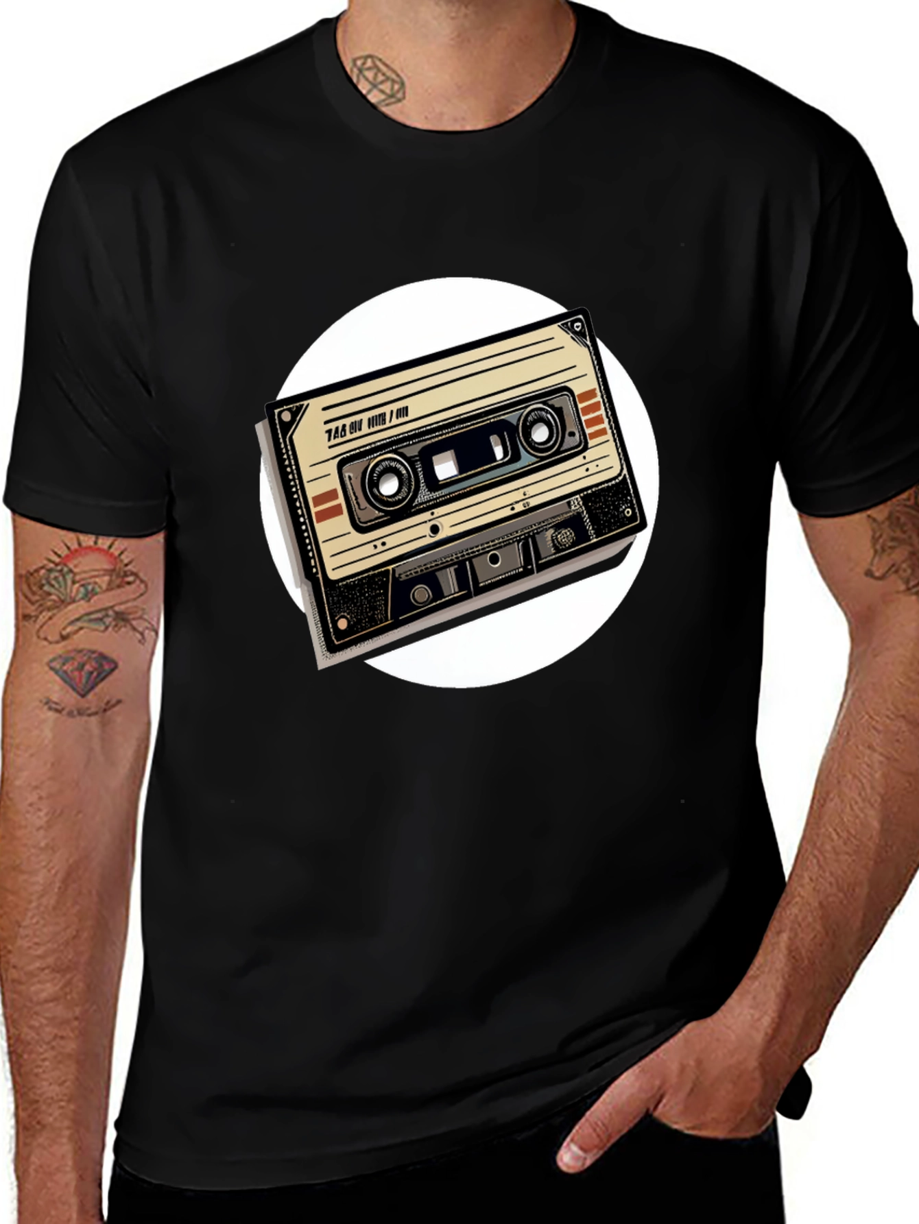 Variant 27 of Retro Cassette Tape Graphic Tee - Black