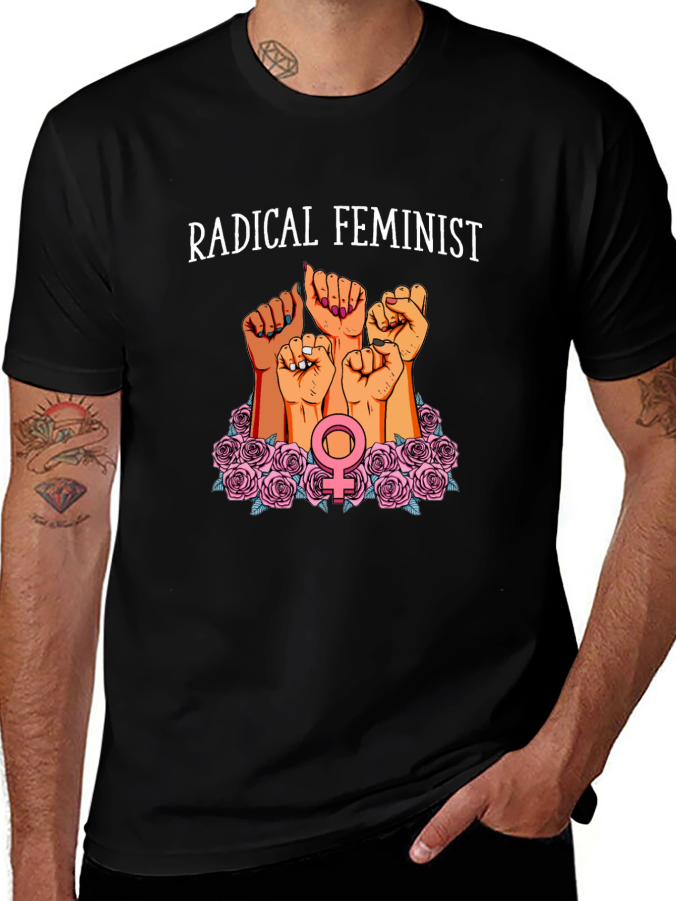Variant 13 of Radical Feminist Graphic Tee - Black Cotton Blend