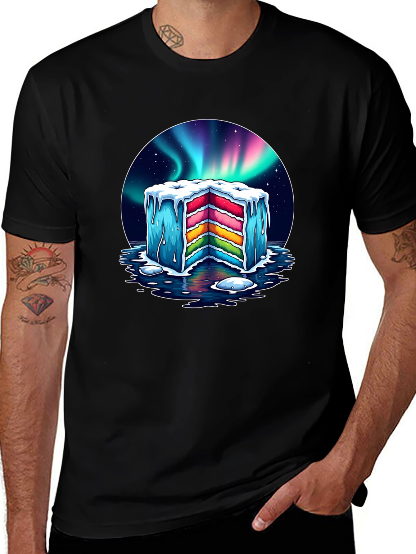 Variant 2 of Aurora Cake Graphic Tee - Cool Ice Dessert Design