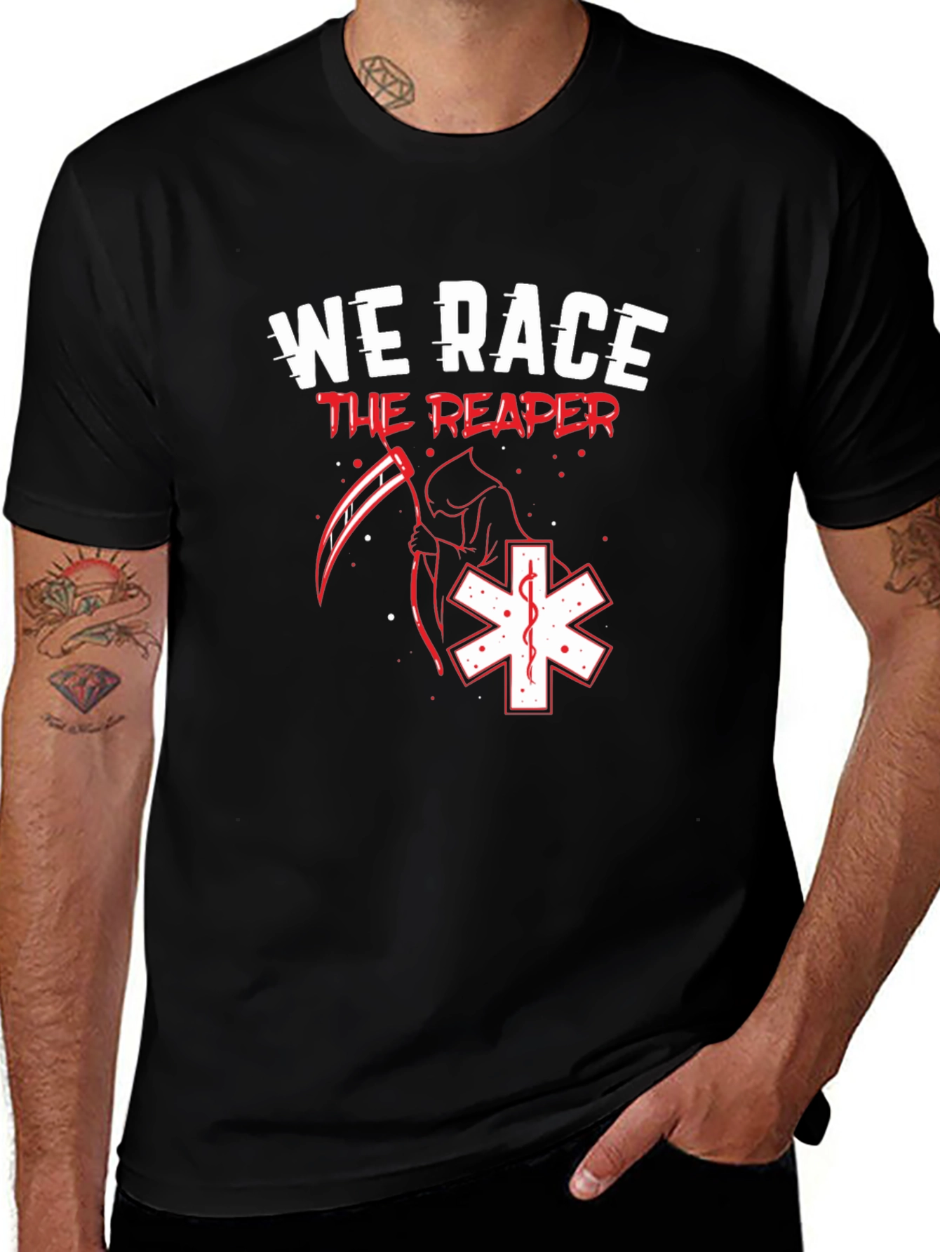 Variant 17 of We Race The Reaper Black Graphic Tee