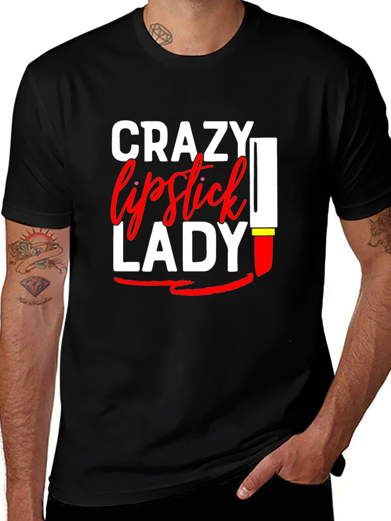Variant 14 of Crazy Lipstick Lady Graphic Tee - Women's Fun T-Shirt