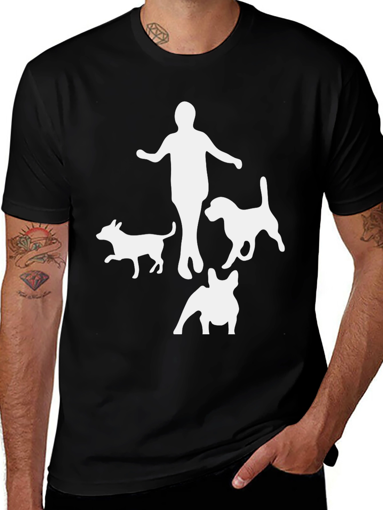 Dog Walker Graphic Tee - Men's Black T-Shirt