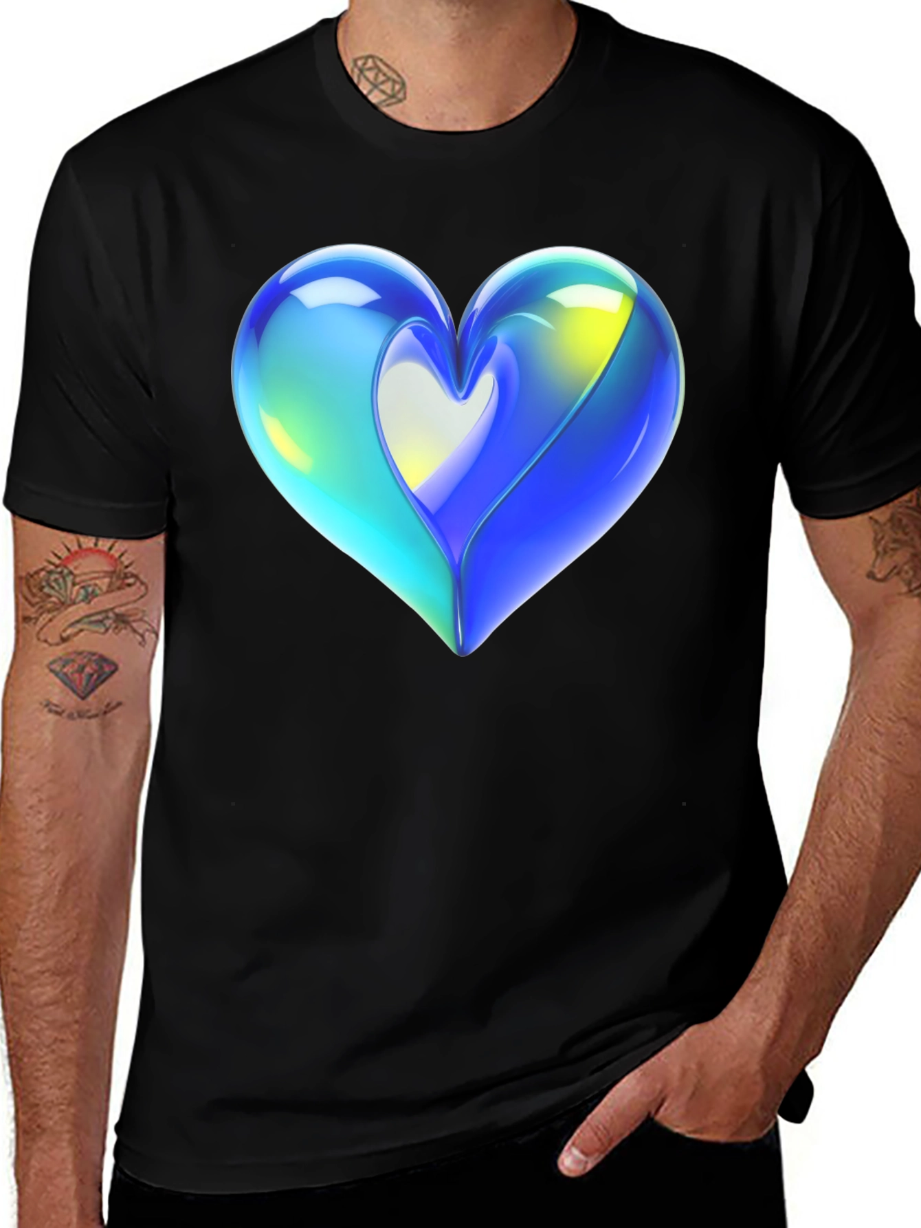 Variant 29 of Heart Graphic Black T-Shirt