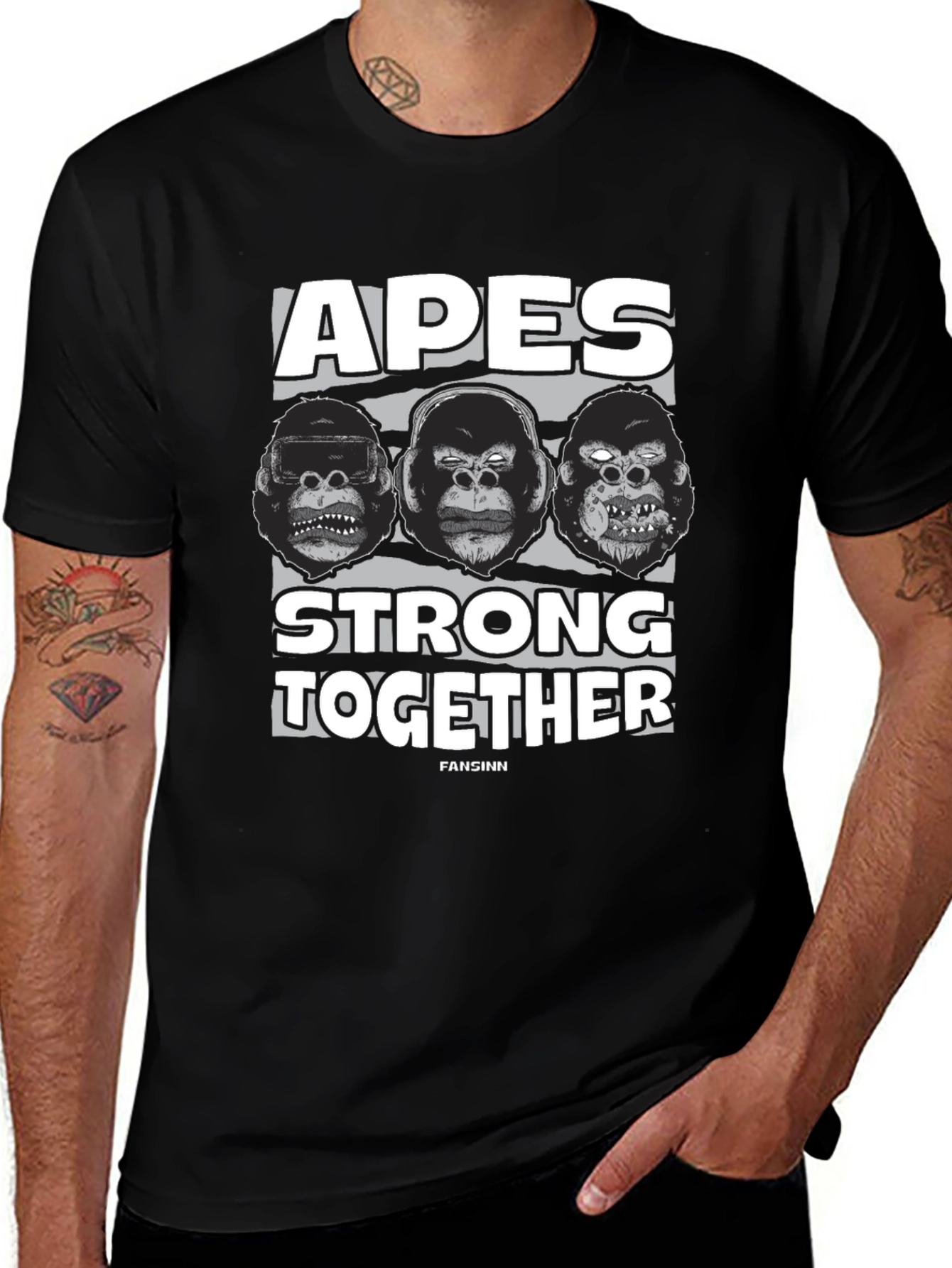 Variant 21 of Apes Strong Together Black T-Shirt