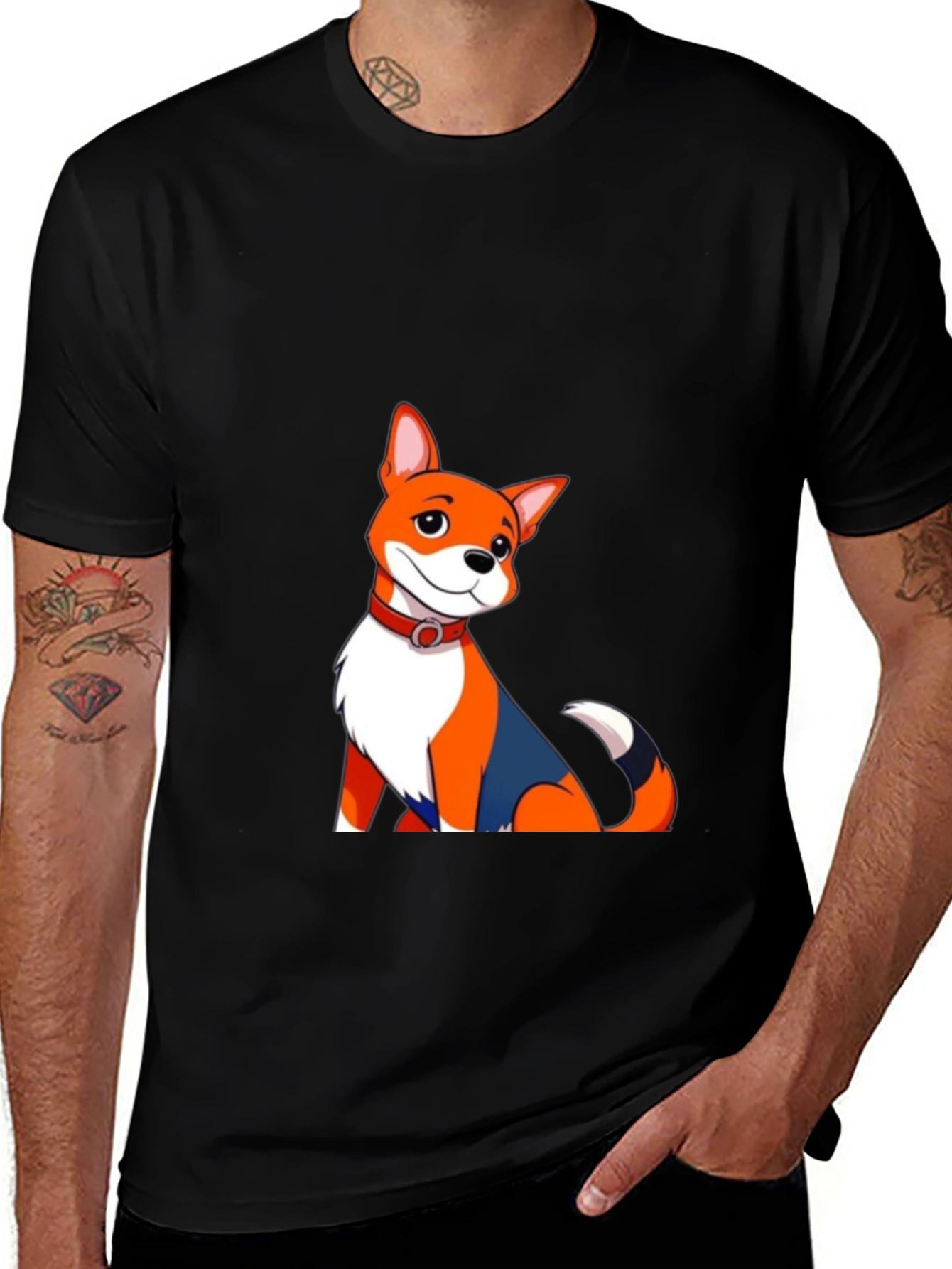 Variant 14 of Cartoon Dog Graphic Tee - Fun & Stylish Black T-Shirt