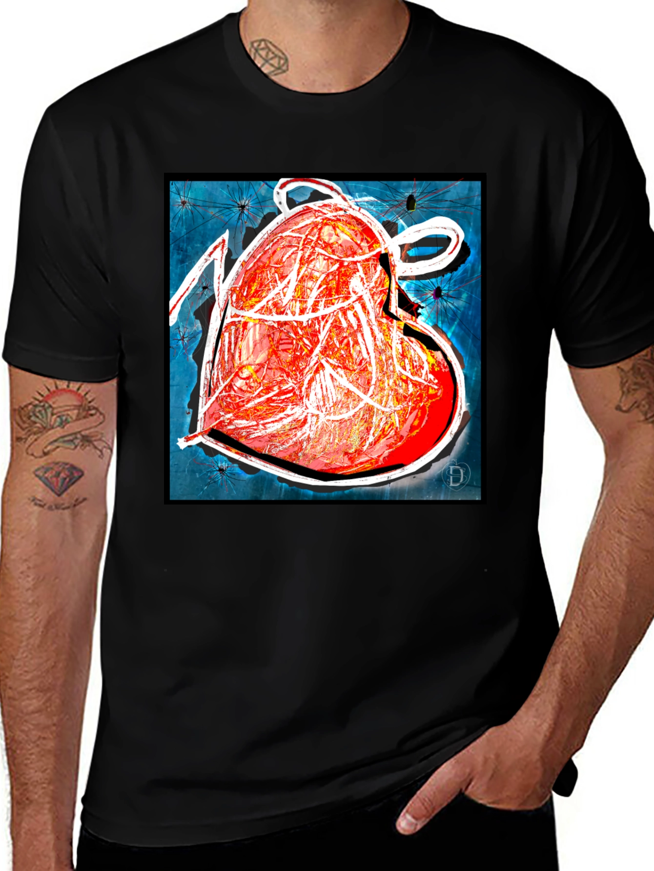 Variant 29 of Abstract Heart Graphic T-Shirt - Modern Art Tee