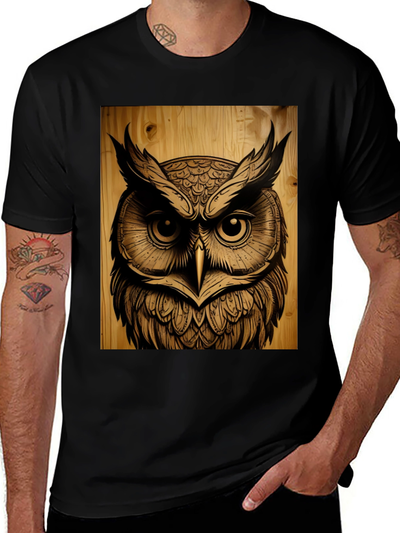 Variant 3 of Owl Graphic Black T-Shirt