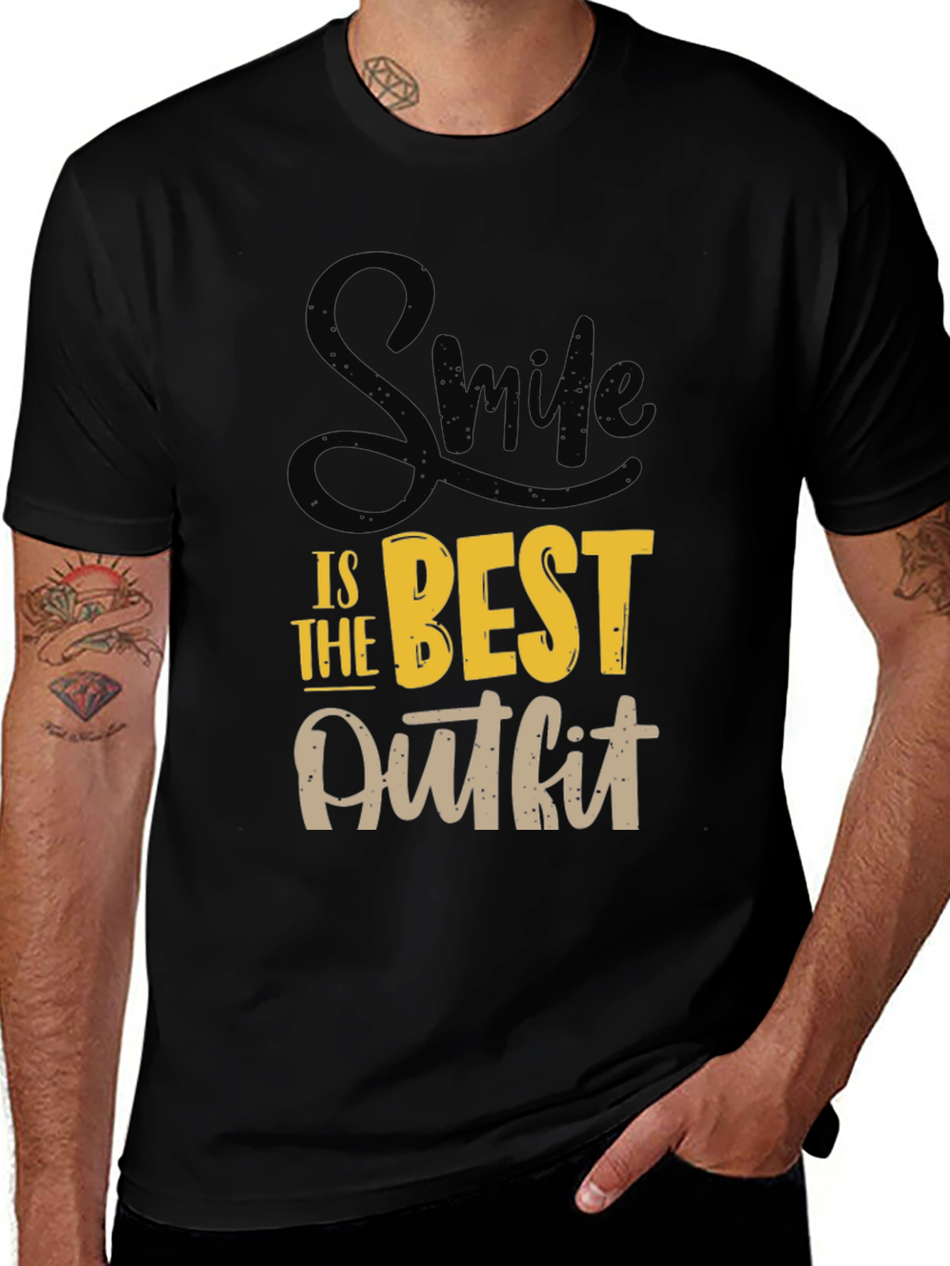 Variant 22 of Smile is the Best Outfit Graphic Tee - Black Cotton