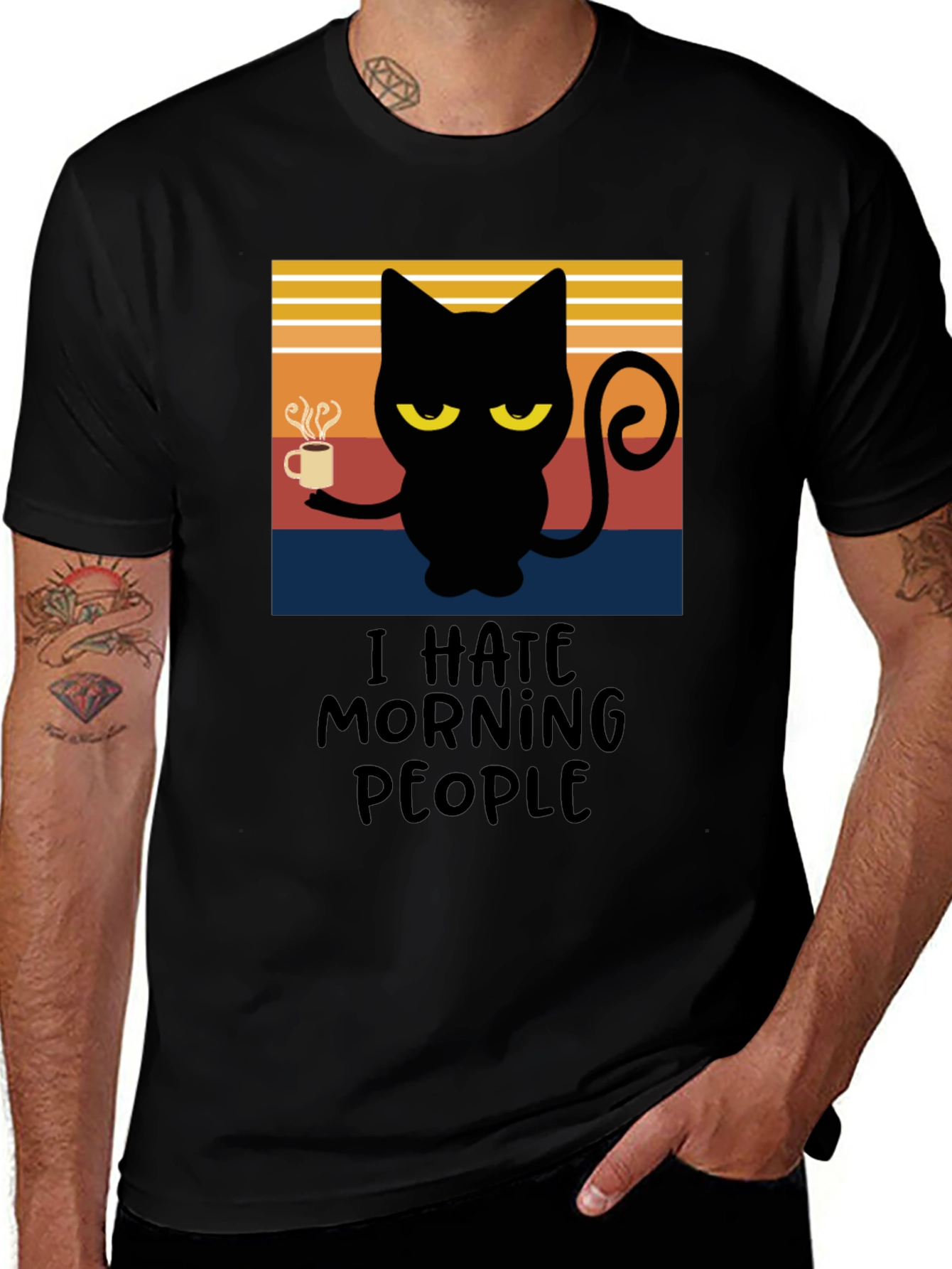 Variant 27 of I Hate Morning People Black Cat T-Shirt
