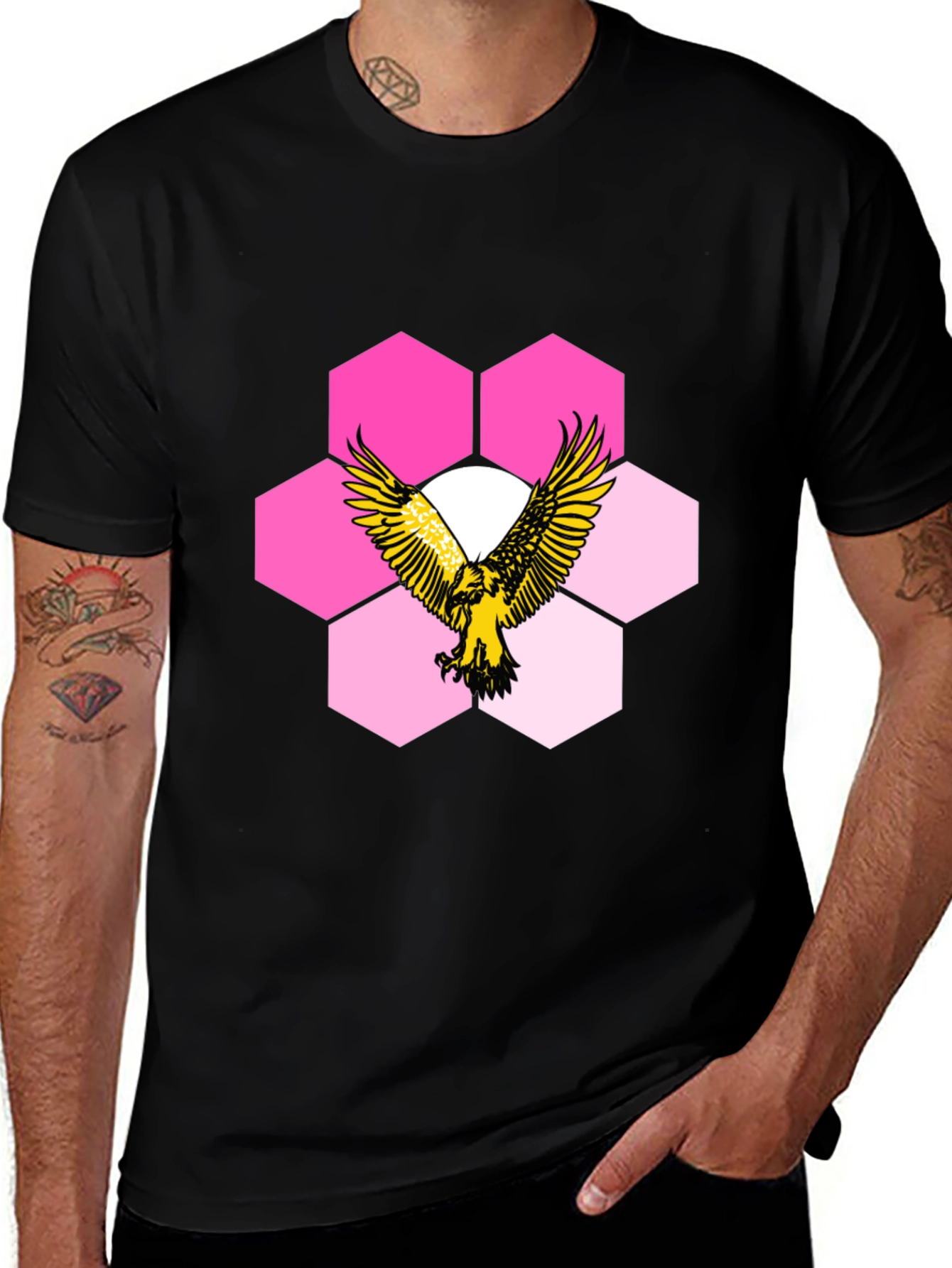 Variant 23 of Eagle Hexagon Graphic T-Shirt - Cool Design!