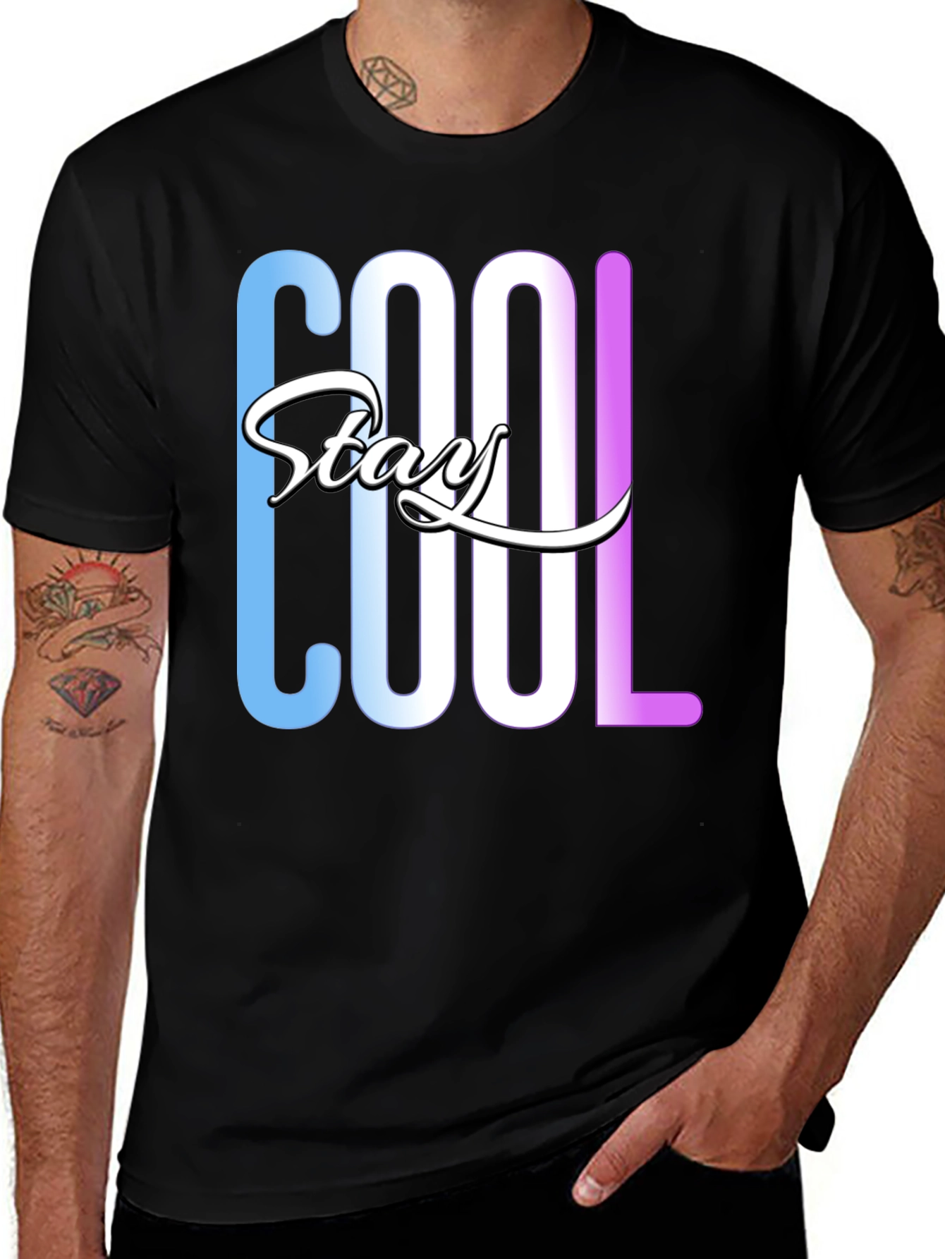 Stay Cool Graphic Print Black T-Shirt