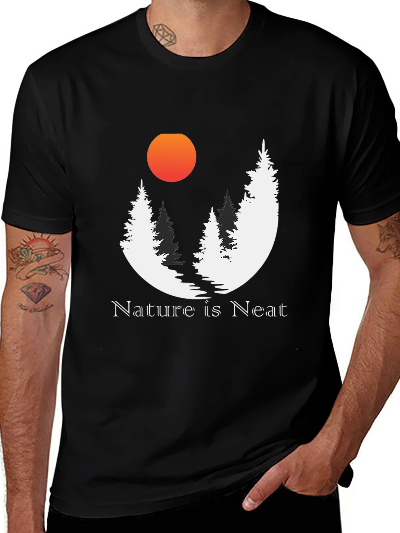Variant 23 of Nature is Neat T-Shirt - Black with Forest Design