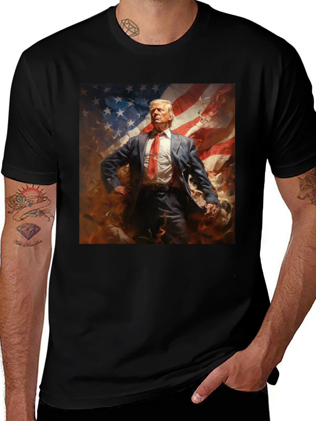 Variant 21 of Trump American Flag Graphic Tee