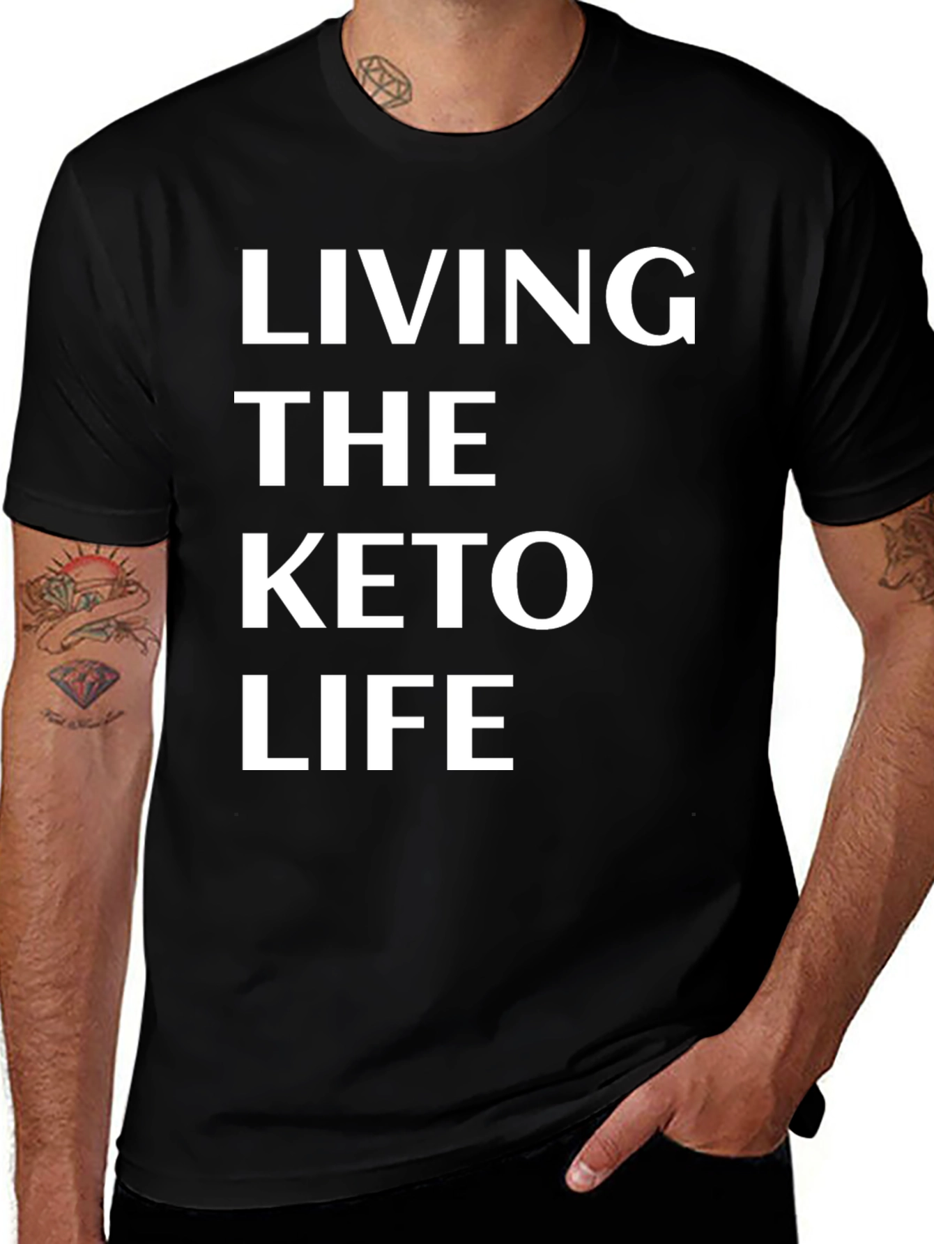 Living the Keto Life T-Shirt - Bold White Text