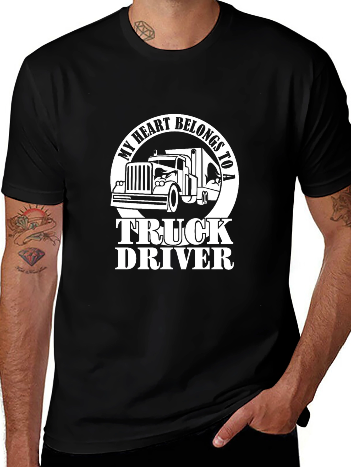 Variant 11 of Truck Driver T-Shirt - My Heart Belongs To A Truck Driver