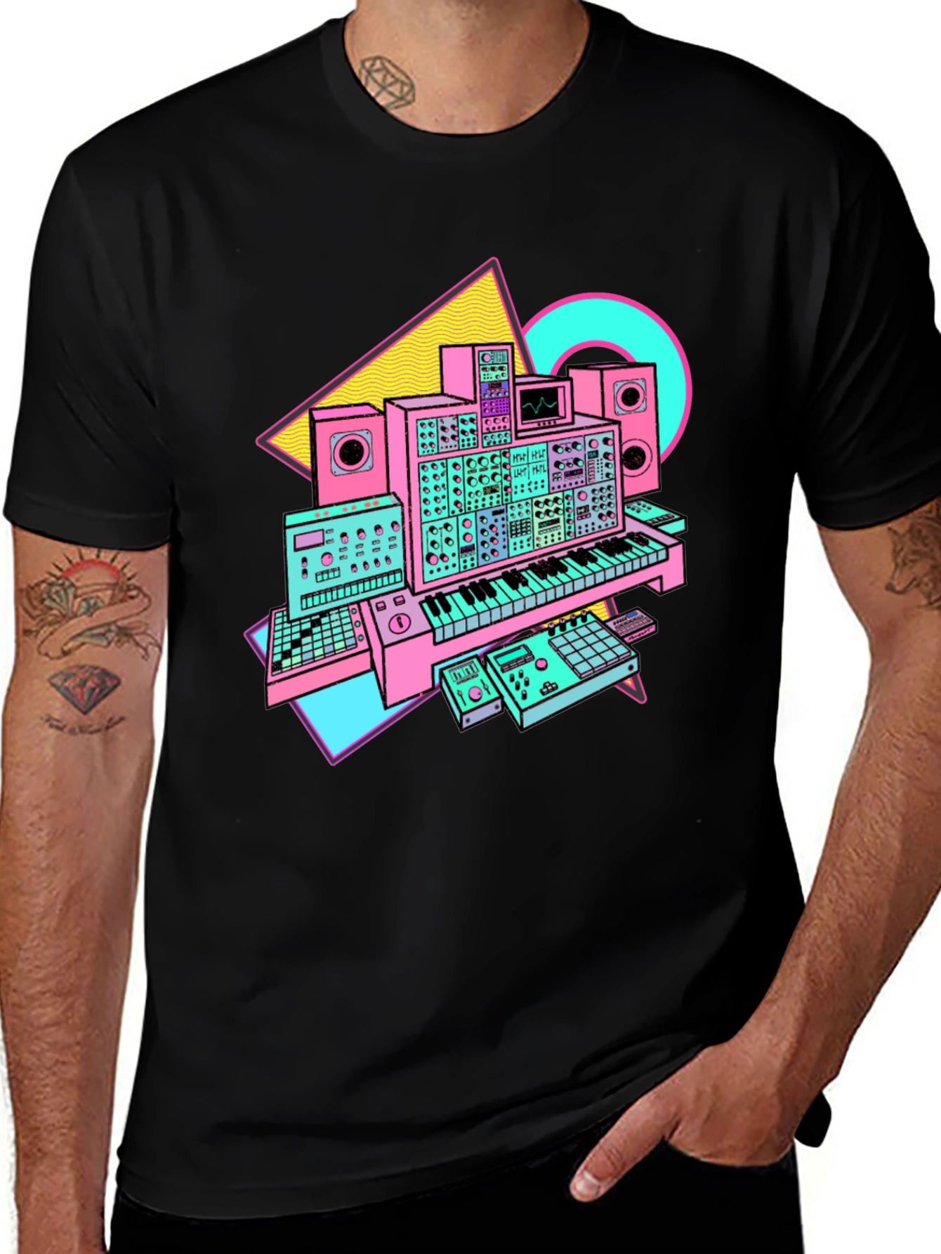 Variant 28 of Synthwave Synthesizer Music Producer Graphic Tee