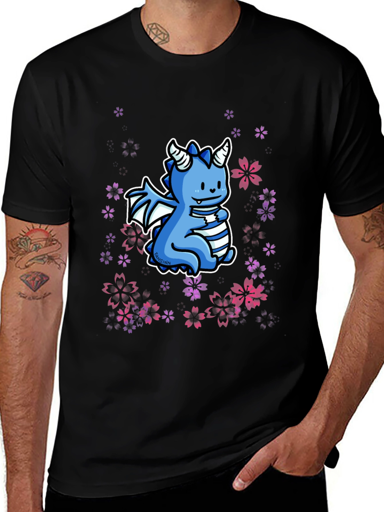 Variant 20 of Cute Dragon Graphic Black T-Shirt