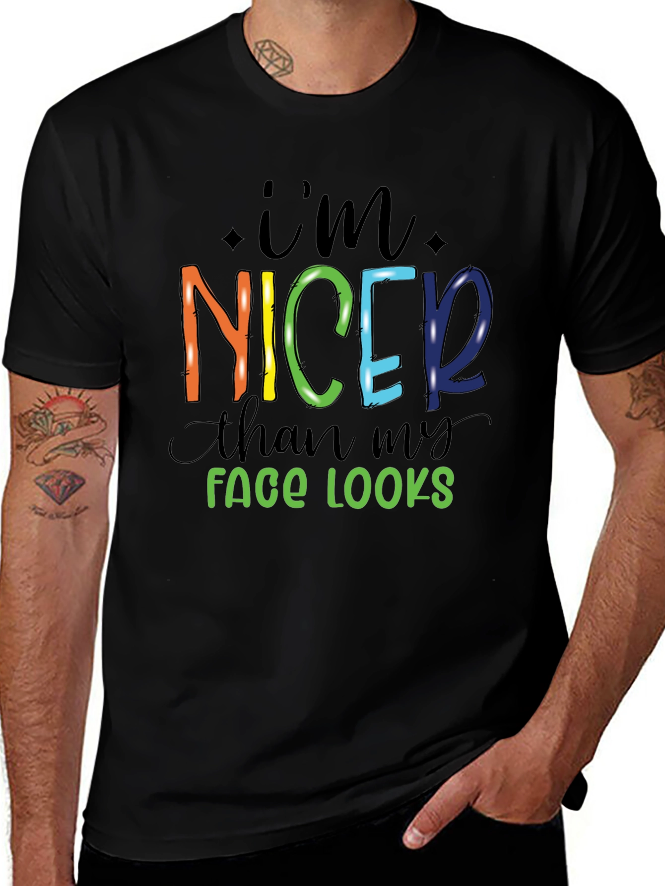 Variant 19 of I'm Nicer Than My Face Looks Graphic Tee