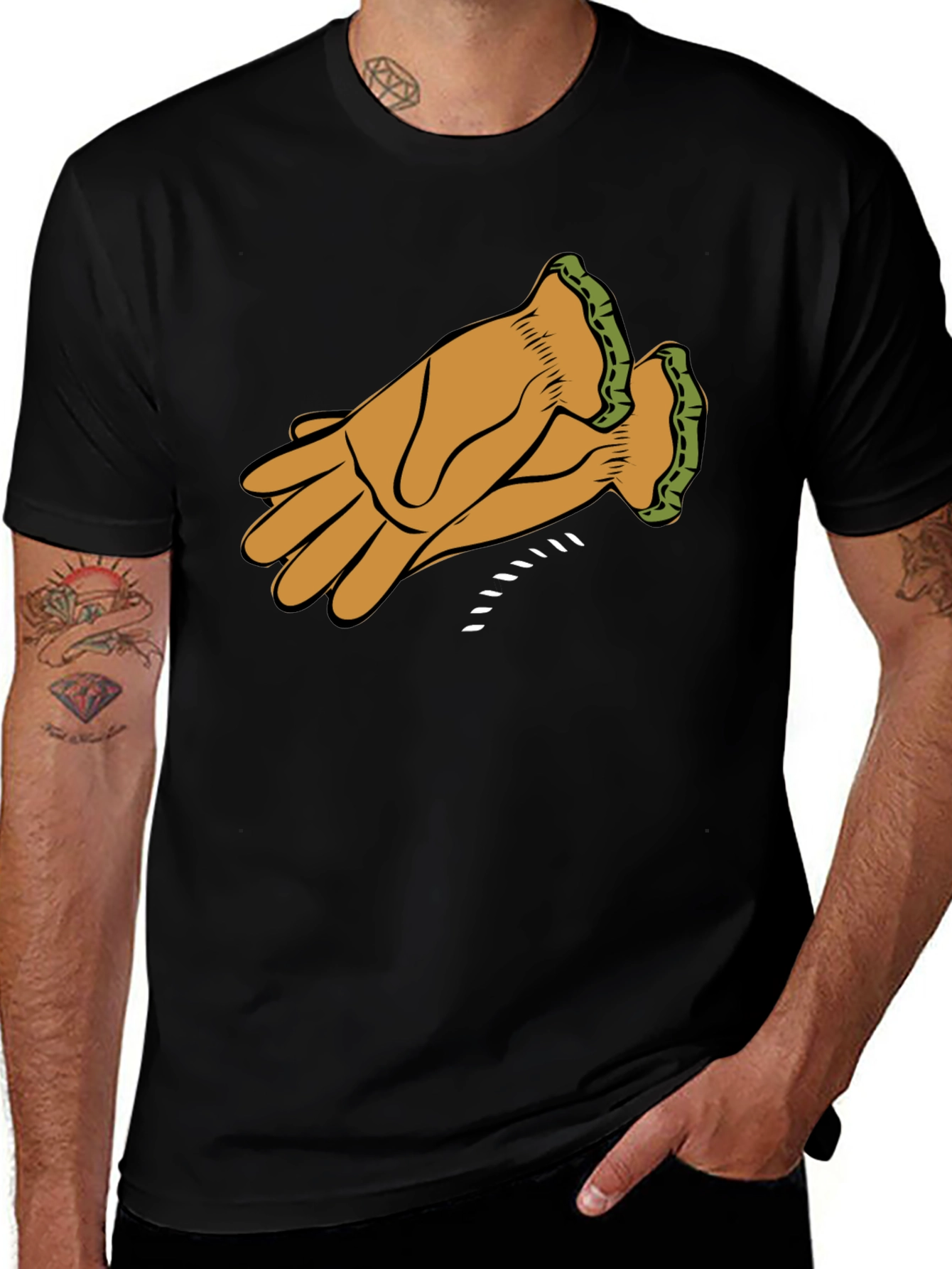 Variant 26 of Leather Glove Graphic Tee - Black