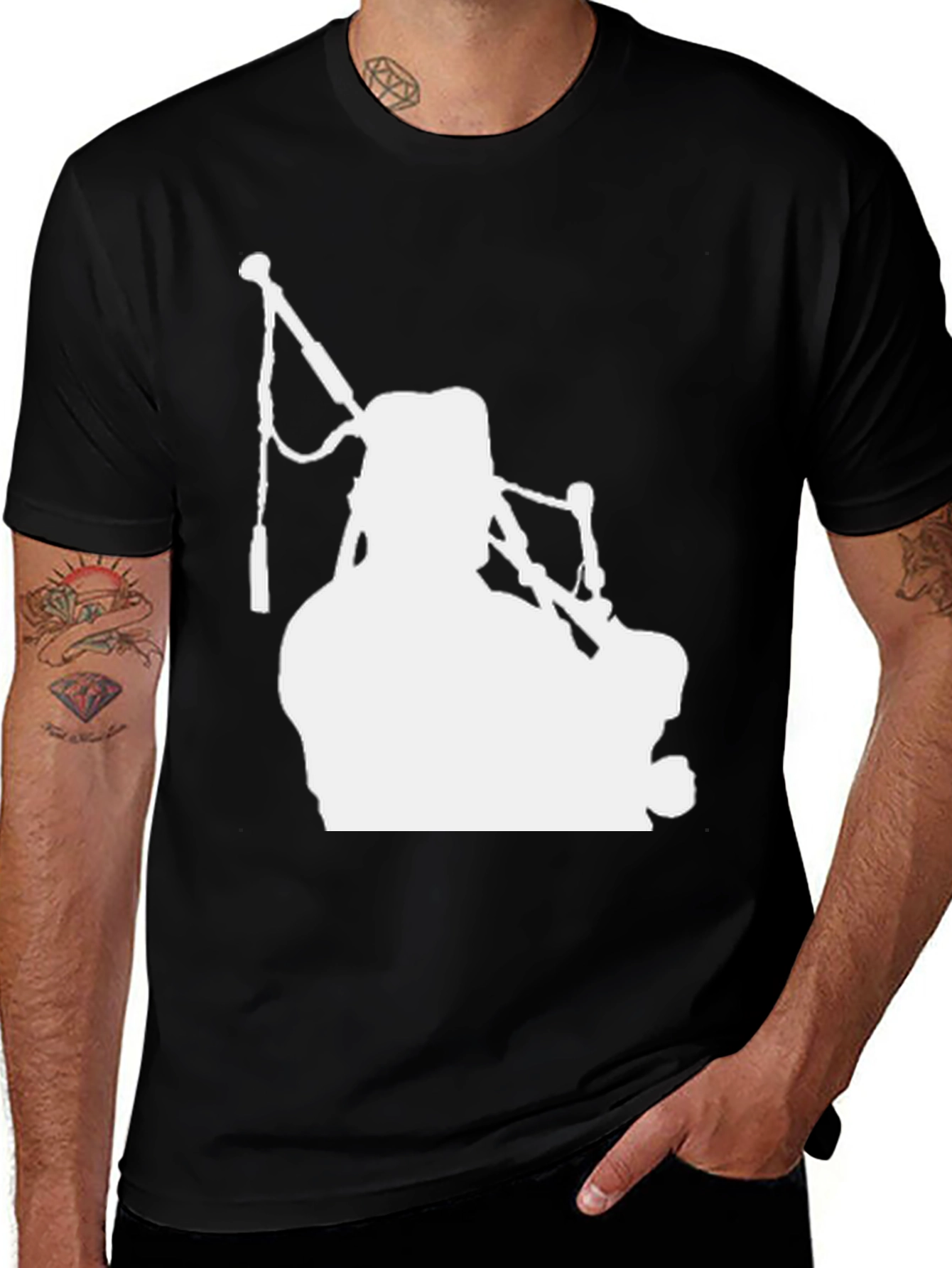 Black Bagpipe Silhouette T-Shirt - Black main image