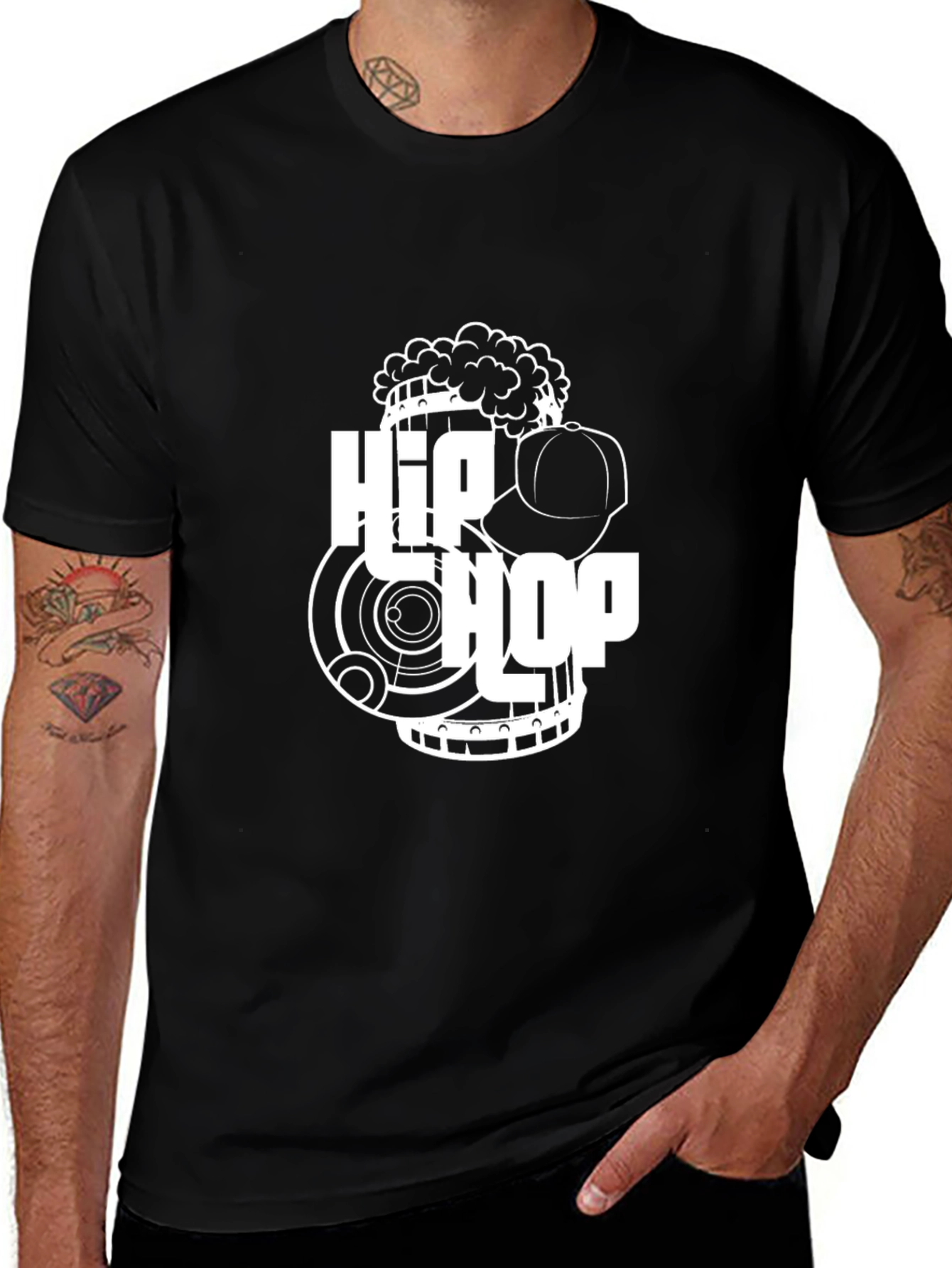 Variant 3 of Hip Hop Graphic Print Black T-Shirt